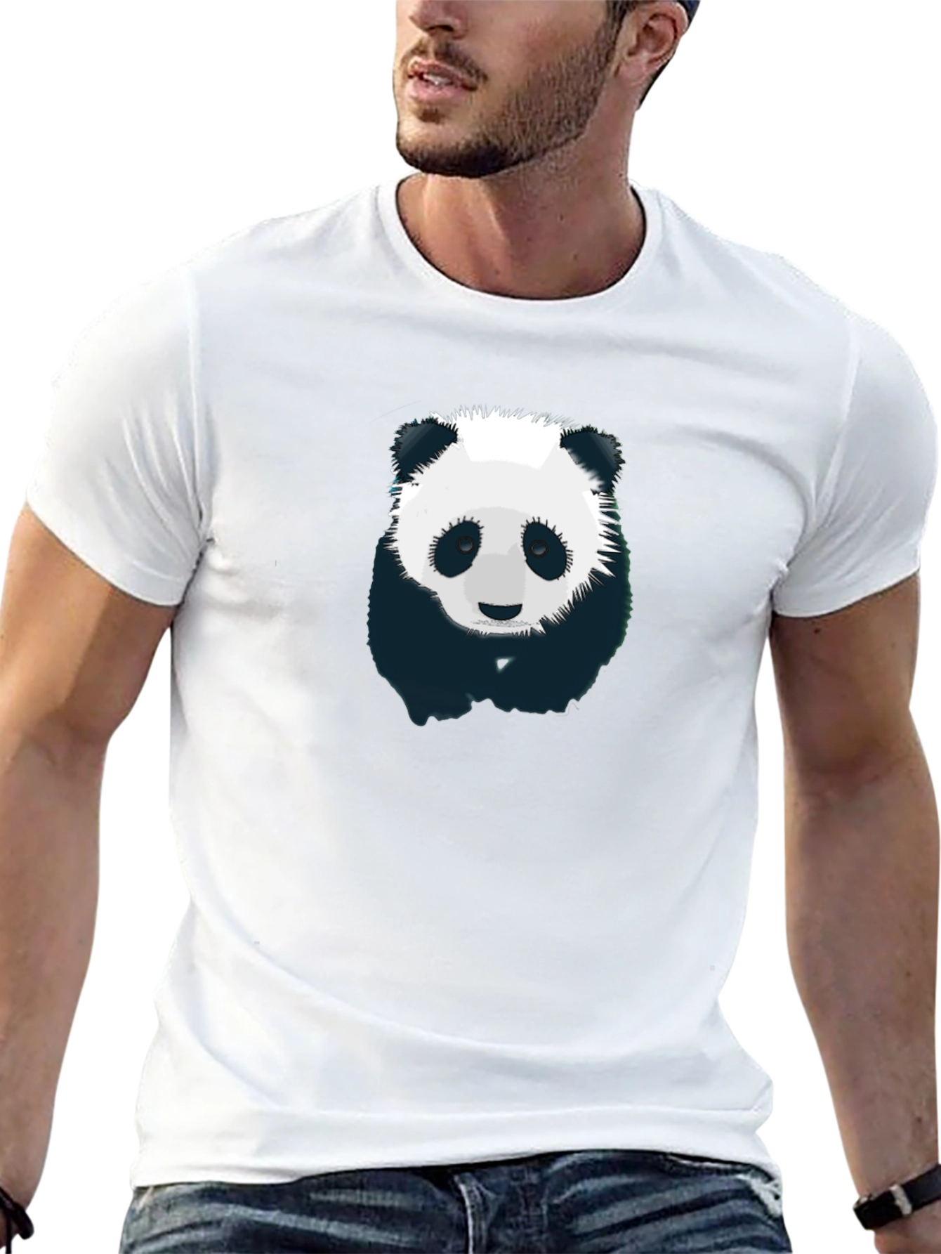 Panda Graphic T-Shirt - Mens Black Crew Neck