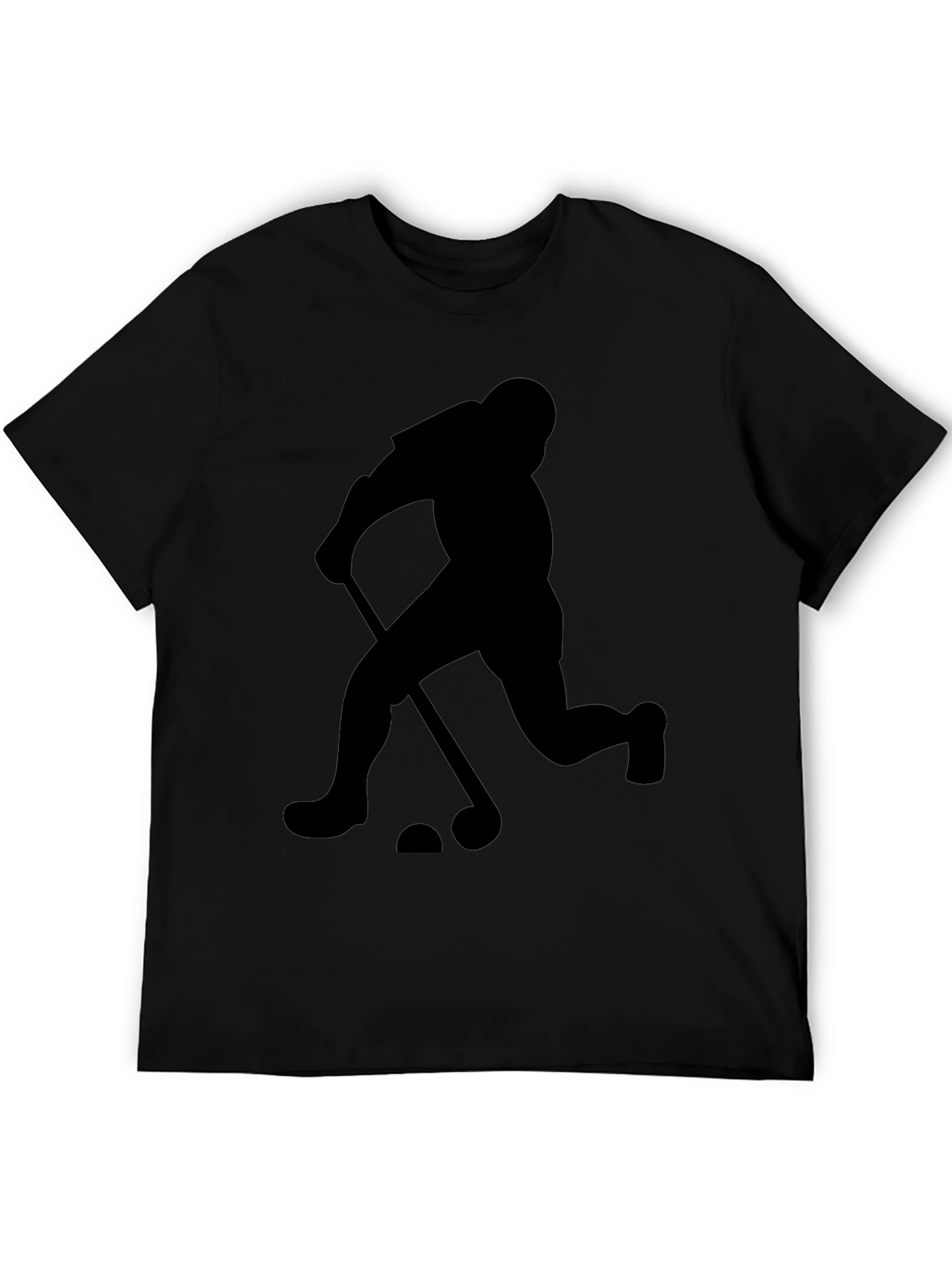 Hockey Player Graphic Tee - Black Cotton Shirt