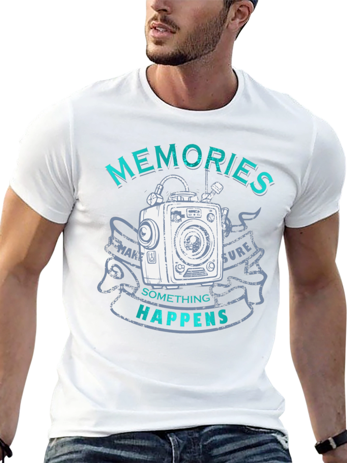 Memories Happen Graphic T-Shirt - Unique Camera Design