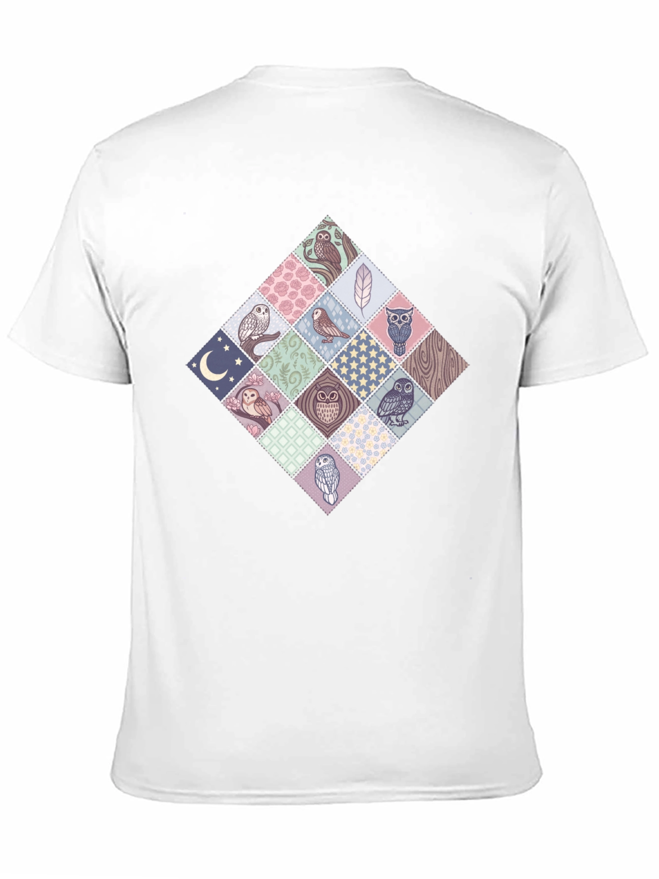 Owl Patchwork Diamond Graphic Tee