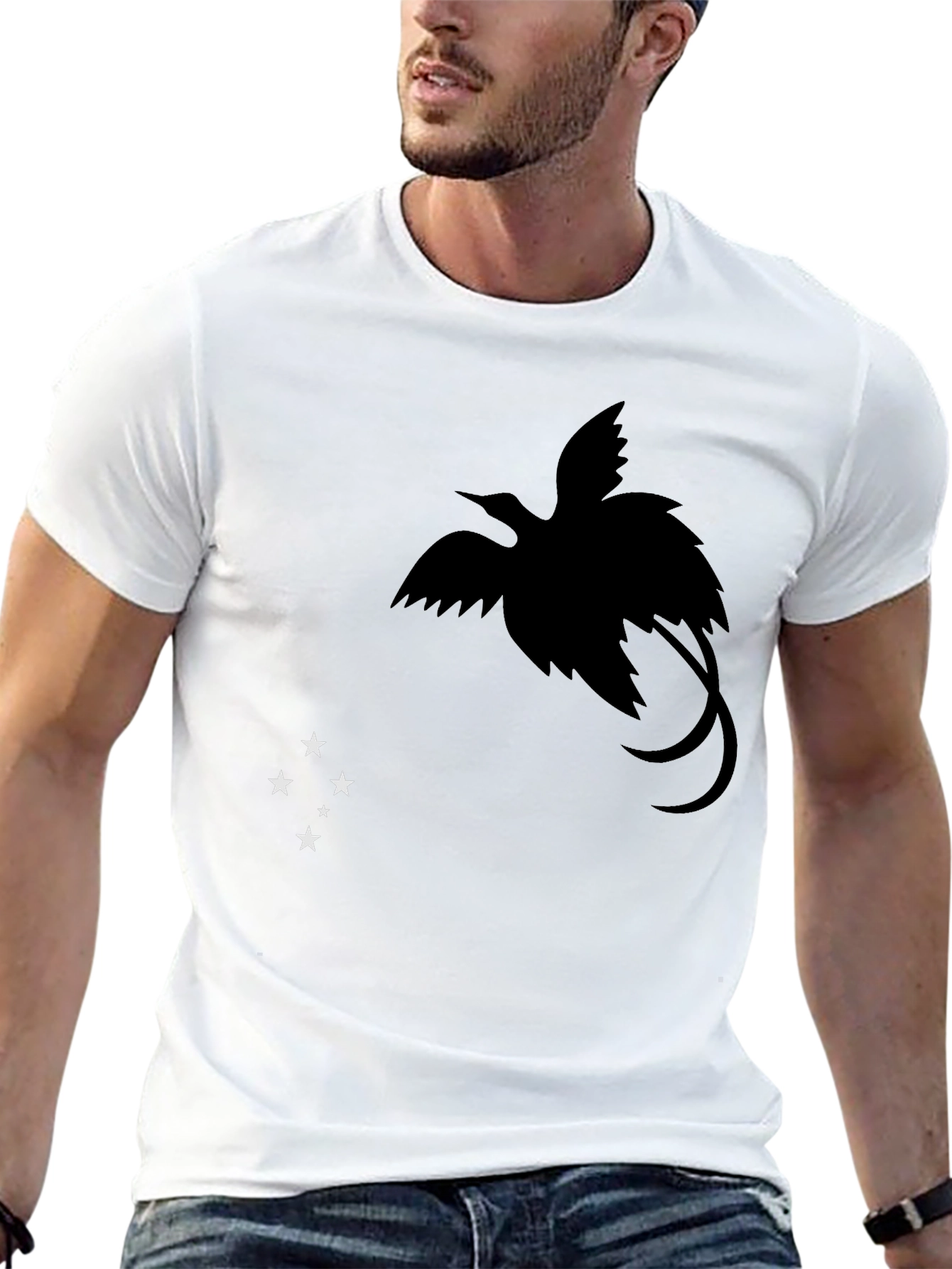 Mens Black T-Shirt with Papua New Guinea Design