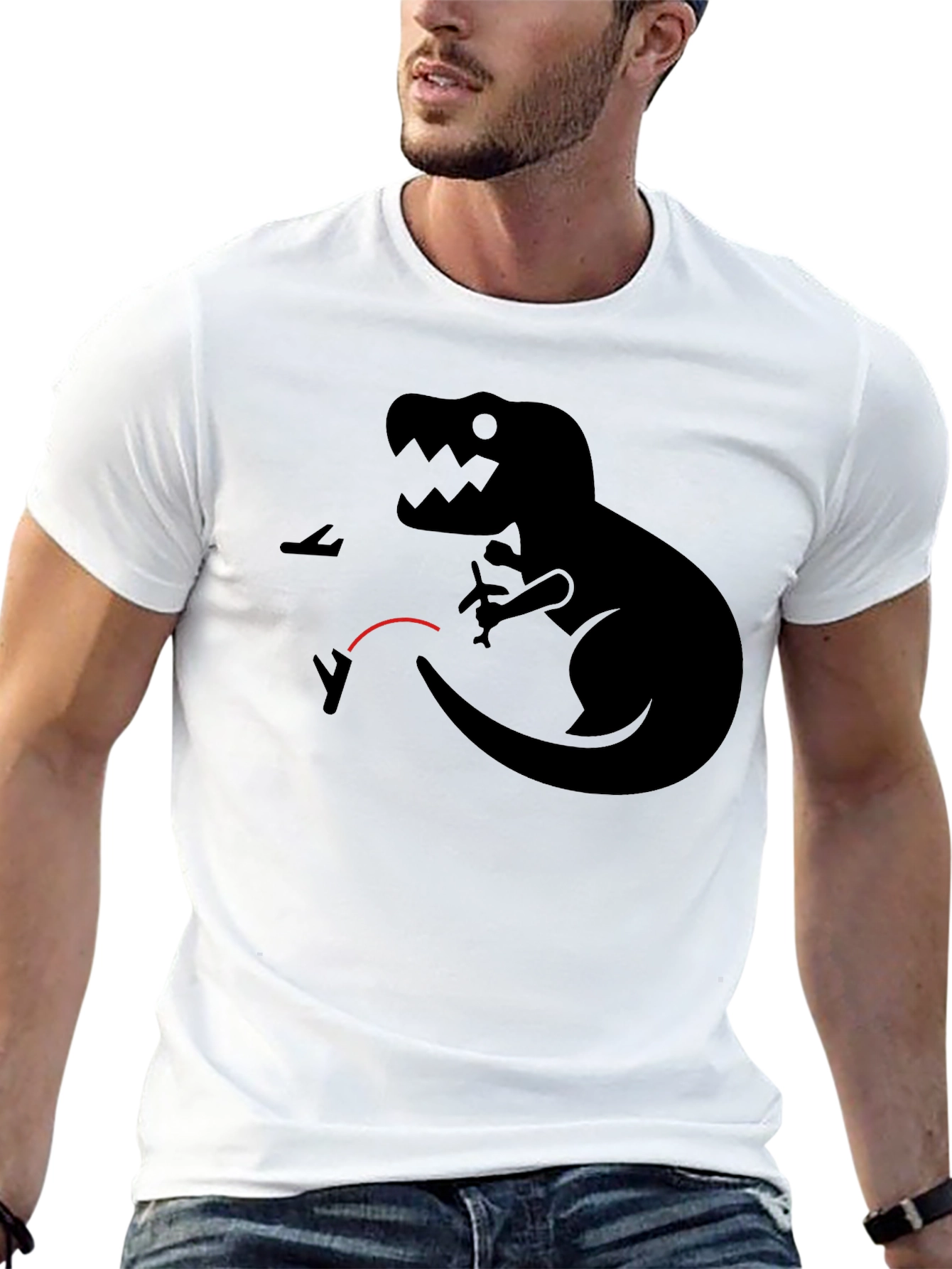 Dino vs Planes Graphic Tee - Black T-Shirt