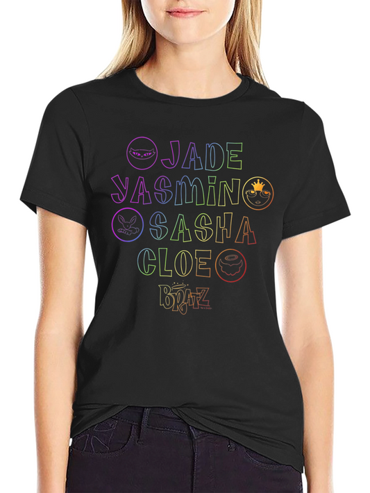 Bratz Names Rainbow Outline Black T-Shirt