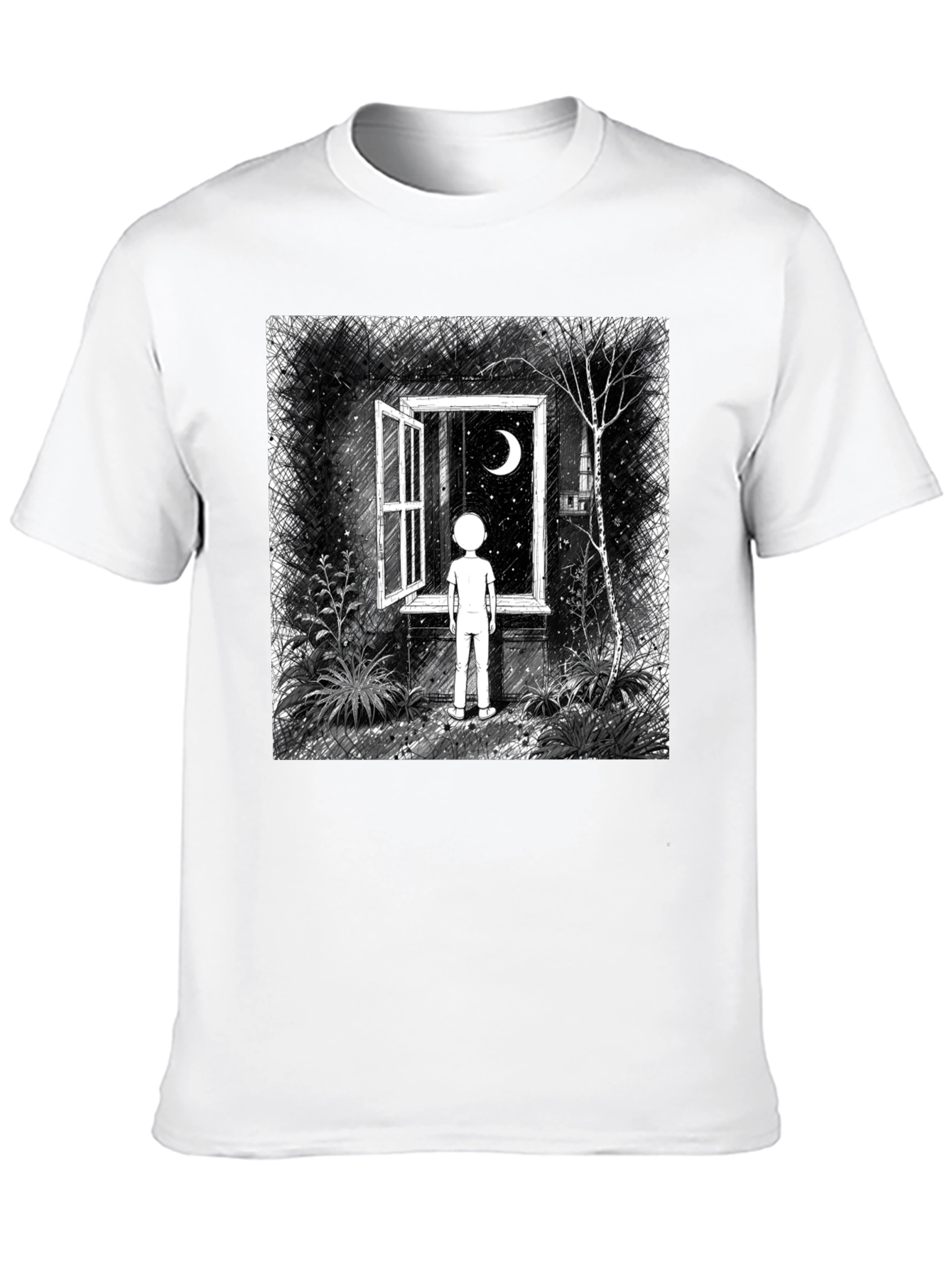 Night Window Graphic Tee - Black Unisex