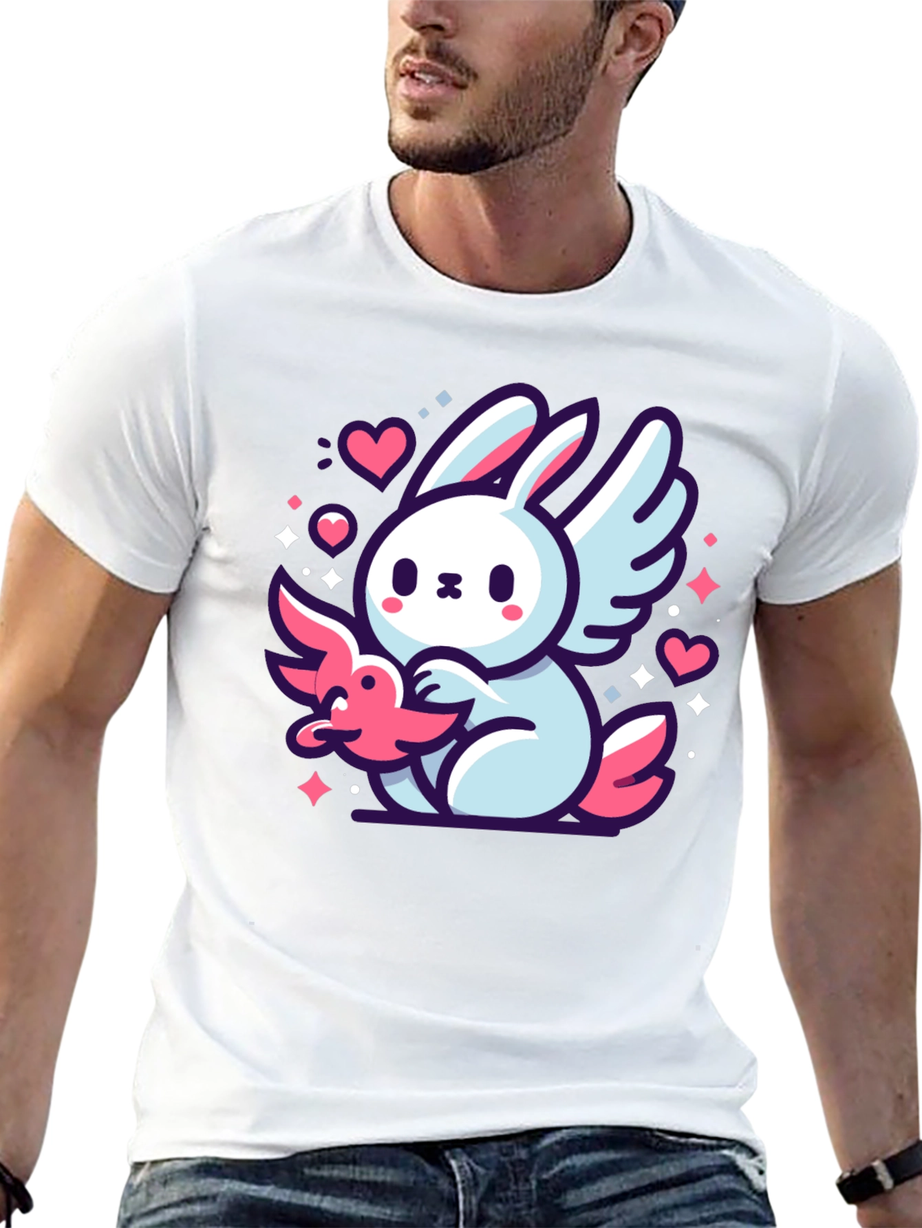 Cute Bunny Angel Graphic T-Shirt