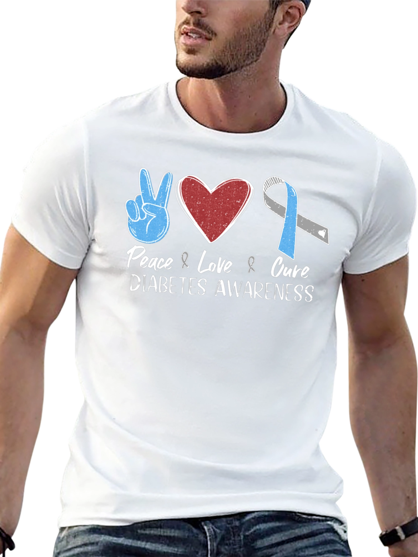 Peace Love Cure Diabetes Awareness T-Shirt