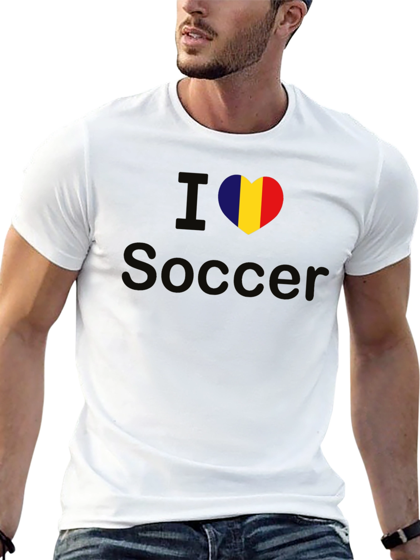 I Love Soccer Romania Flag Heart T-Shirt