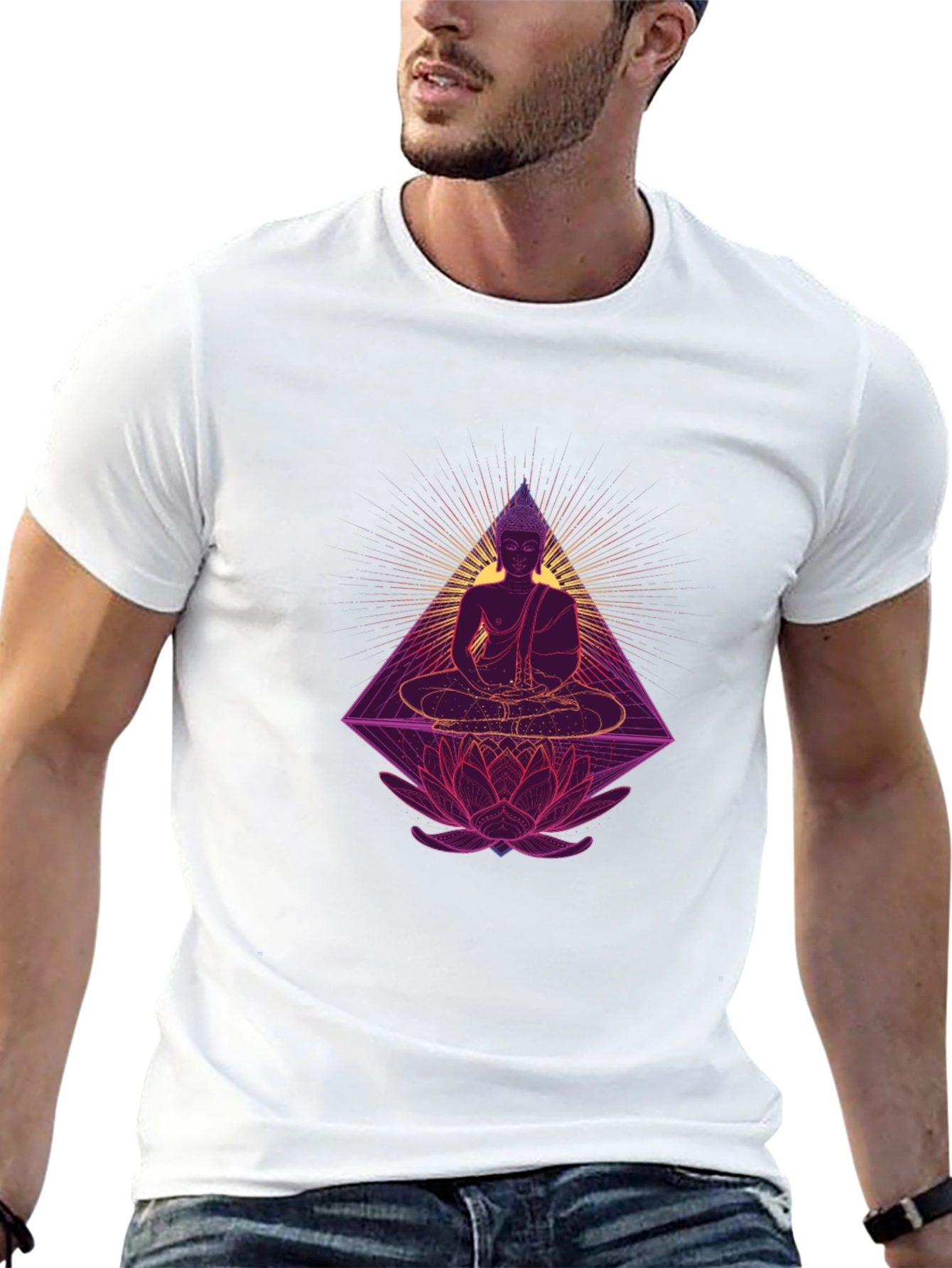 Buddha Lotus Graphic Tee - Spiritual Black T-Shirt
