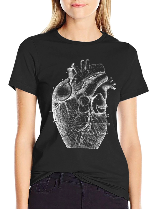 Anatomical Heart Print Black T-Shirt