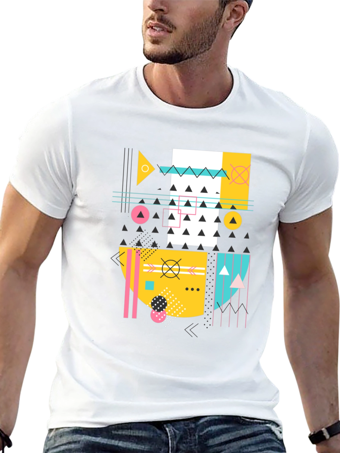 Geometric Pattern Black T-Shirt