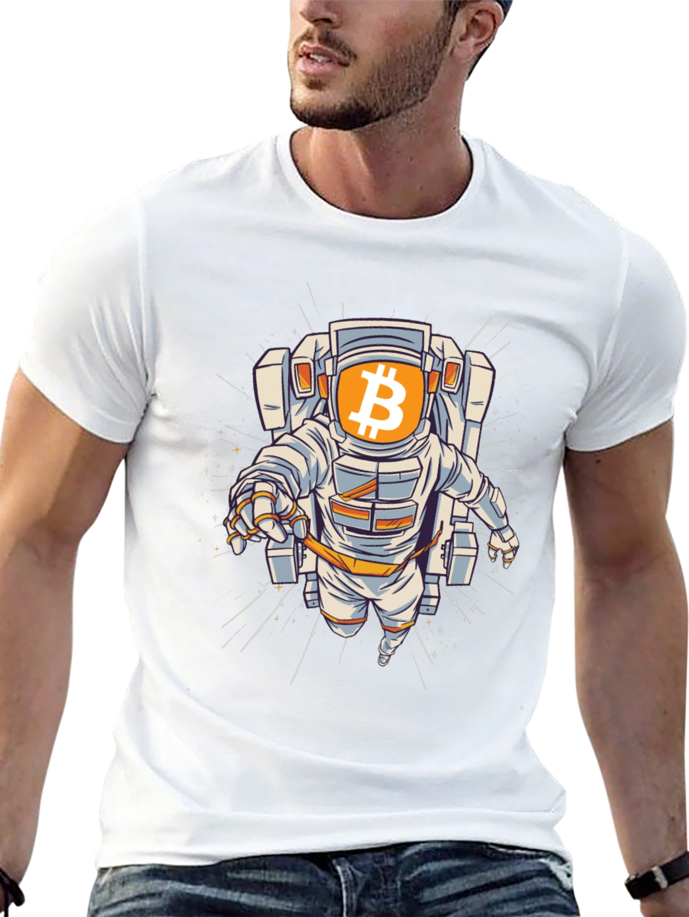 Bitcoin Astronaut Black T-Shirt - Crypto Space Explorer