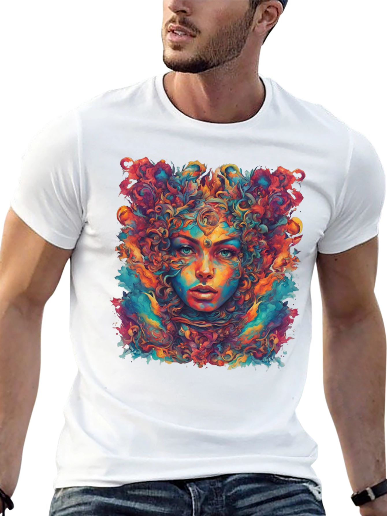 Psychedelic Woman Graphic Tee - Black