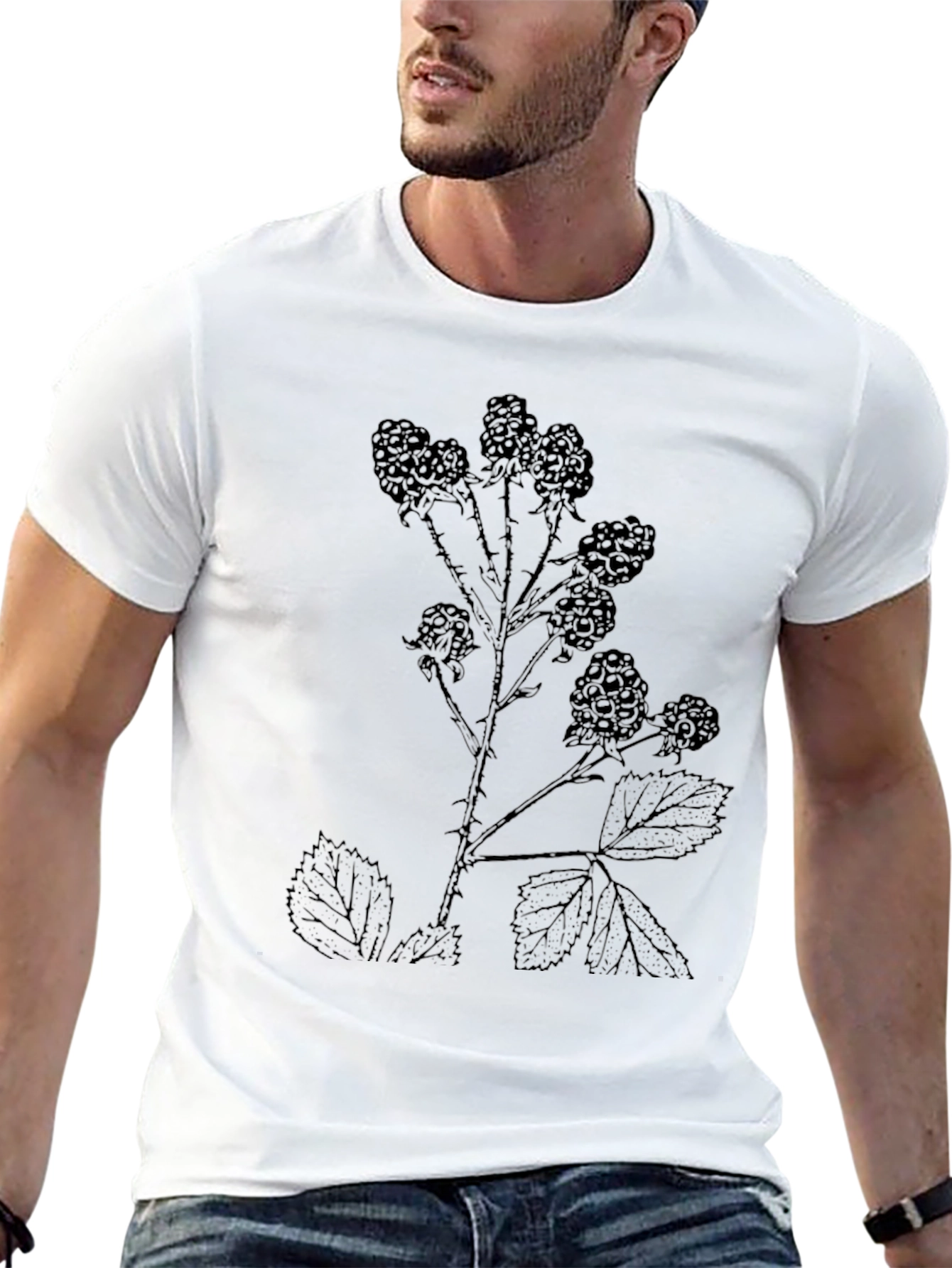 Blackberry Print Black T-Shirt