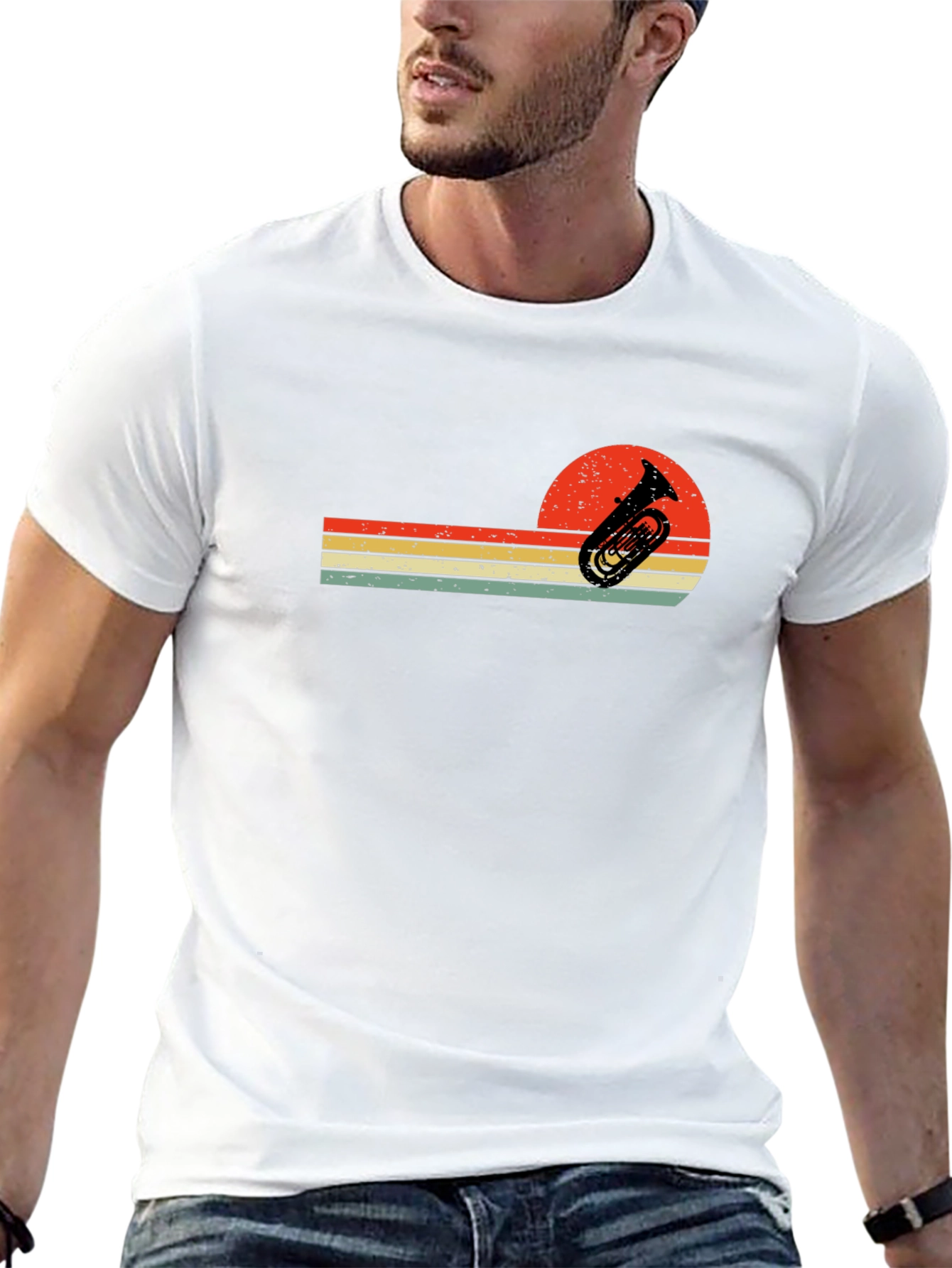 Retro Tuba Sunset Graphic Tee - Musician T-Shirt