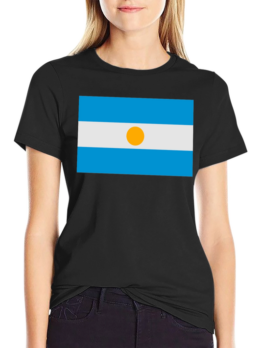 Argentina Flag Graphic T-Shirt - Black Casual Style