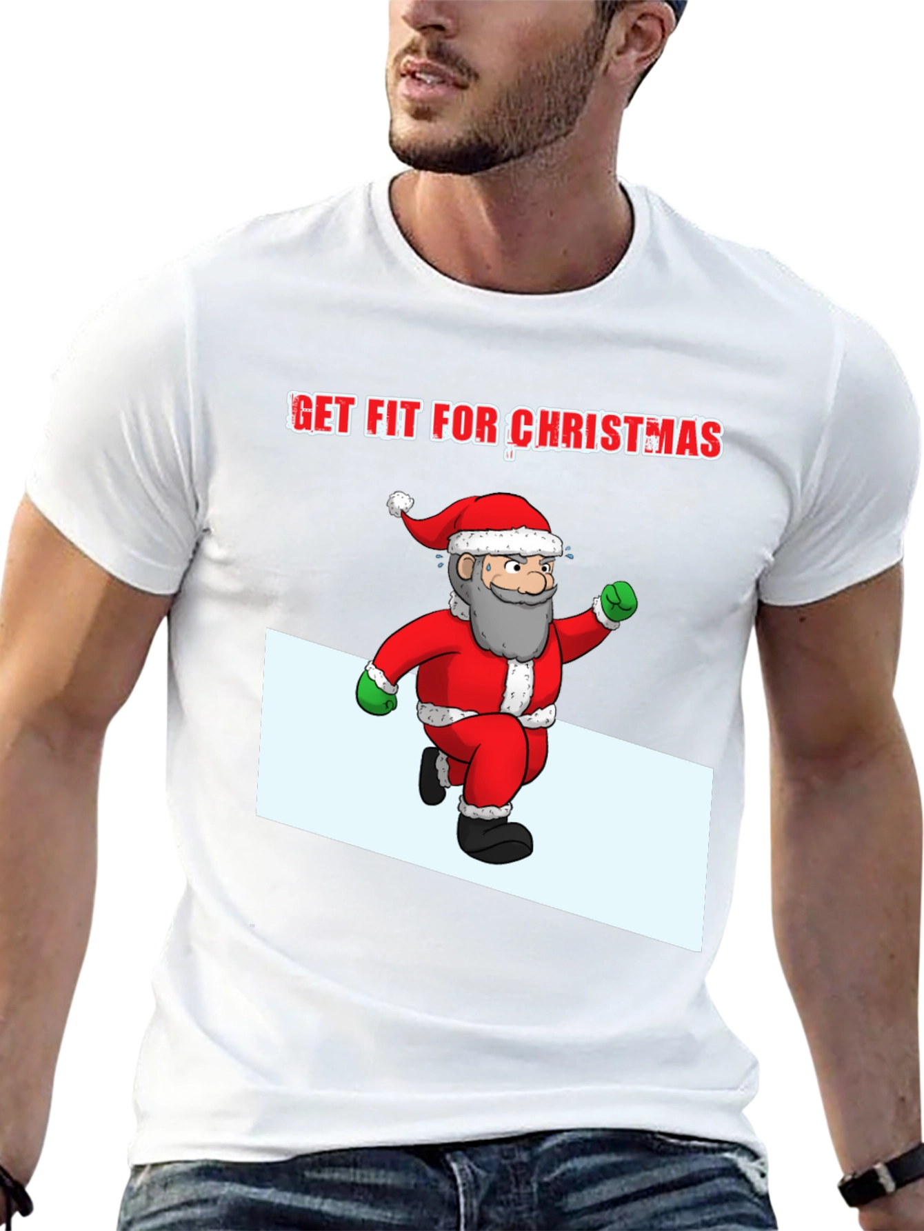 Get Fit for Christmas Santa Graphic T-Shirt