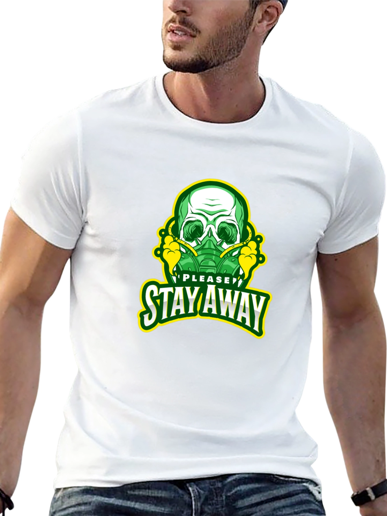 Stay Away Skull Graphic T-Shirt - Black