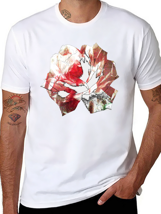 Abstract Rose Print Black T-Shirt