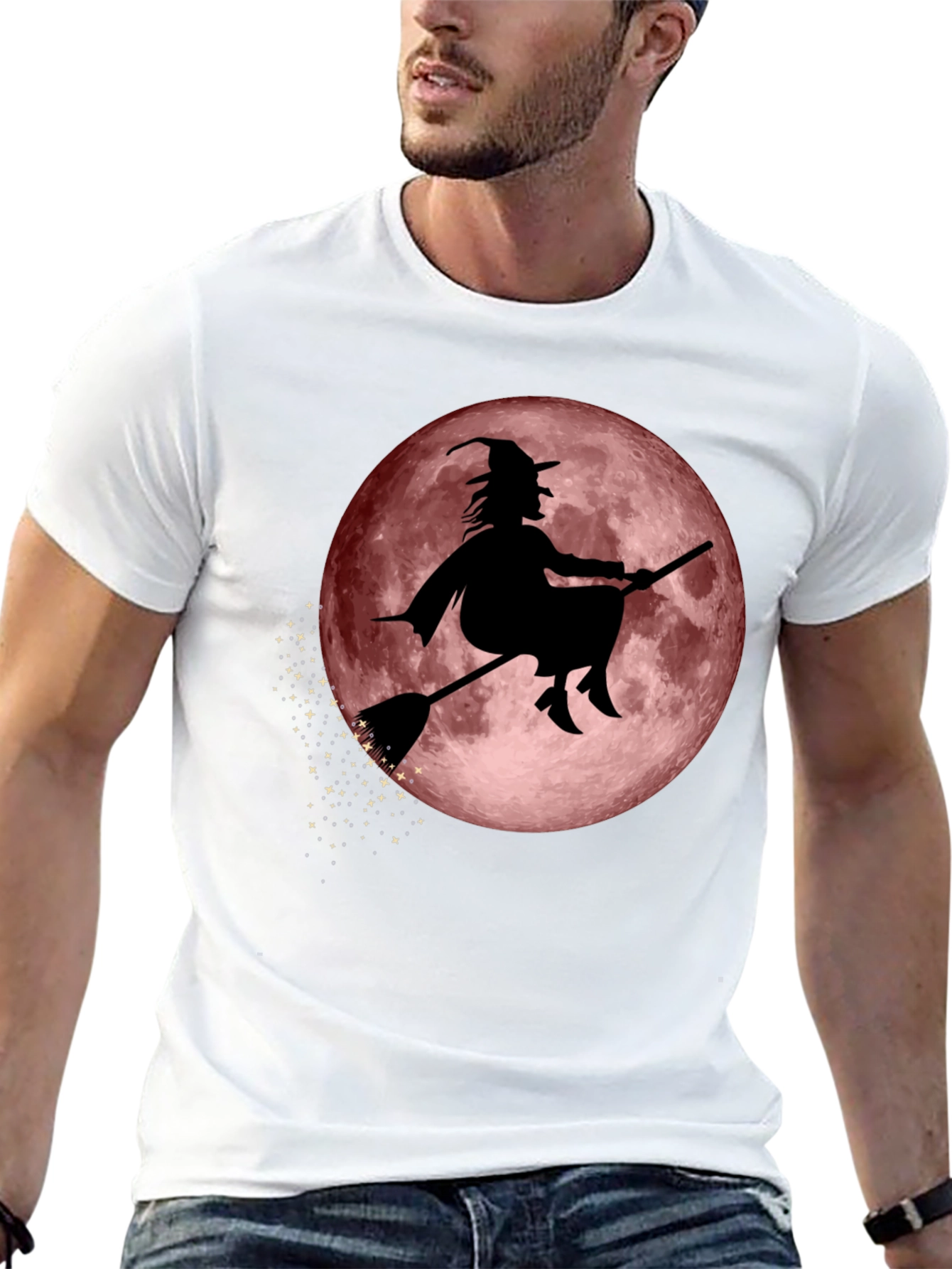 Witch on Moon Graphic Tee - Halloween T-Shirt