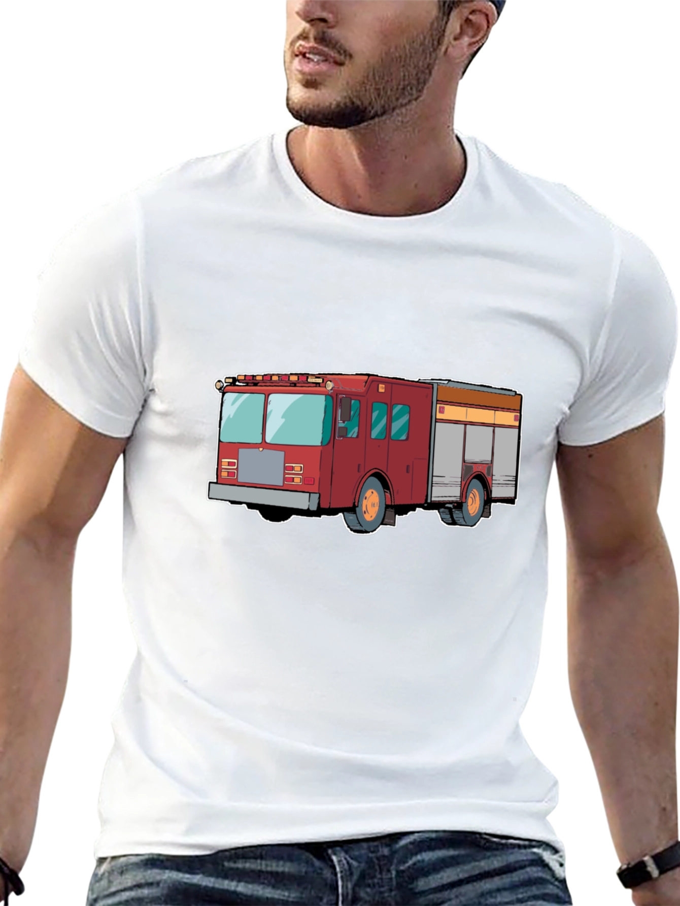 Fire Truck T-Shirt - Black Cotton Tee
