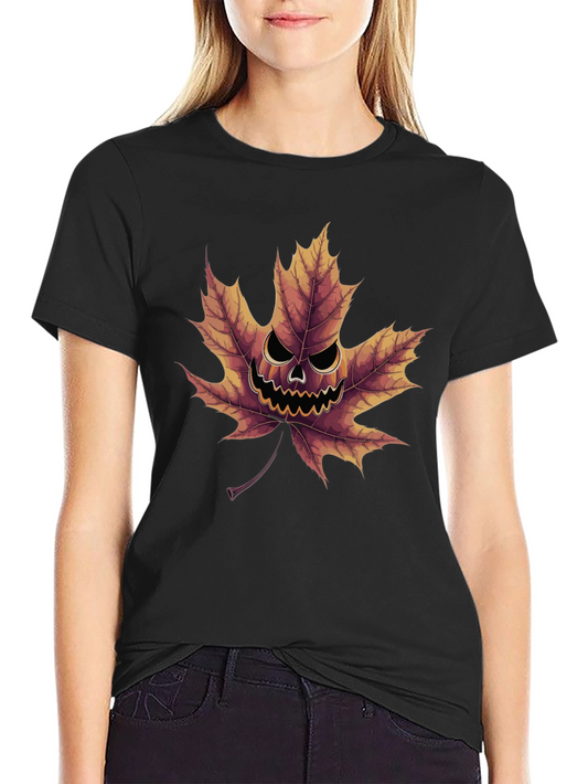 Spooky Maple Leaf Graphic Tee - Halloween Ready