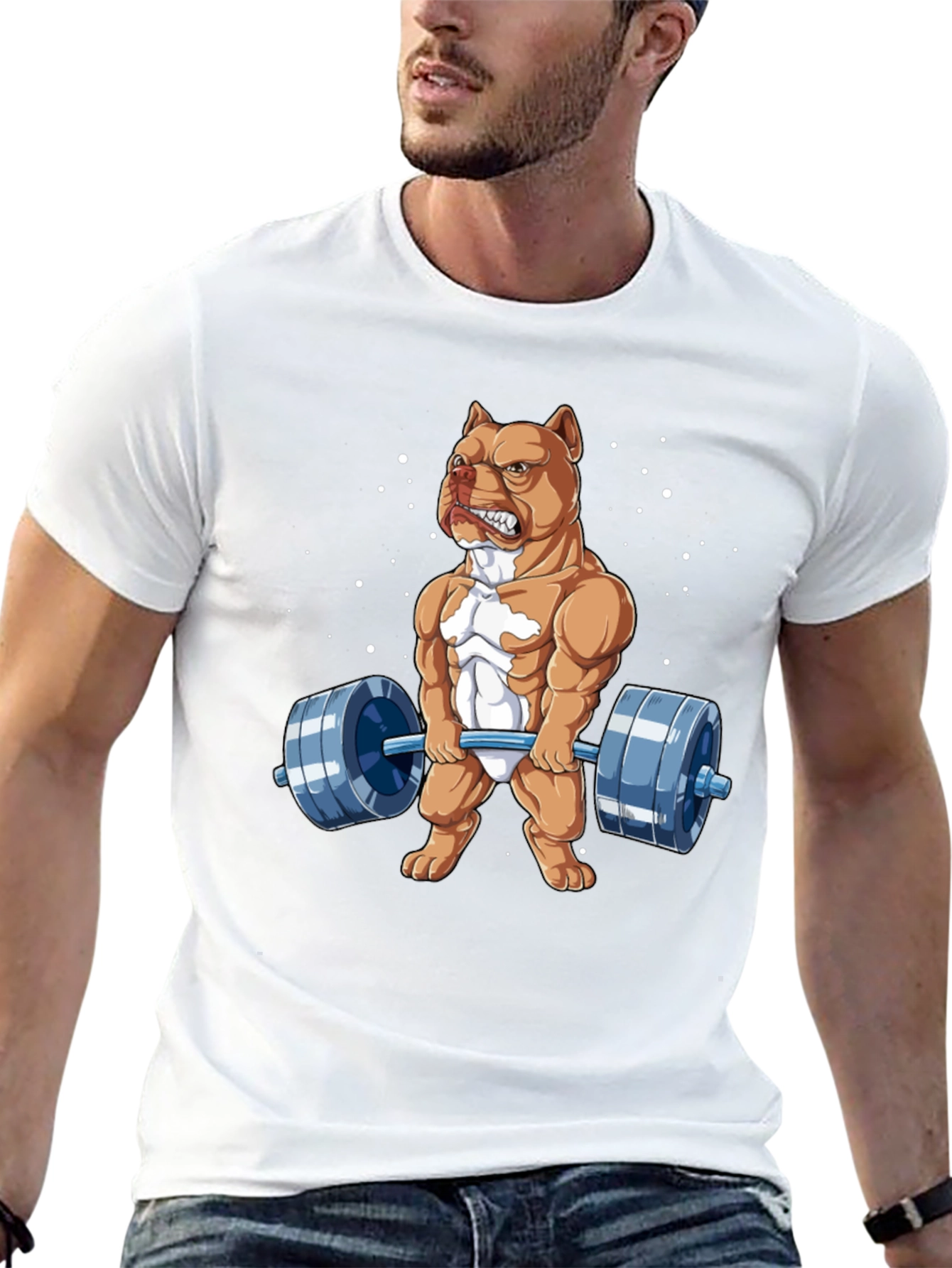 Weightlifting Pitbull Graphic Tee - Bodybuilding Dog Shirt