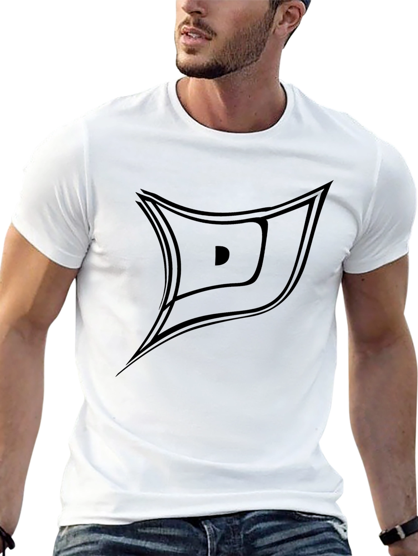 Modern Black Tee with Abstract D Design