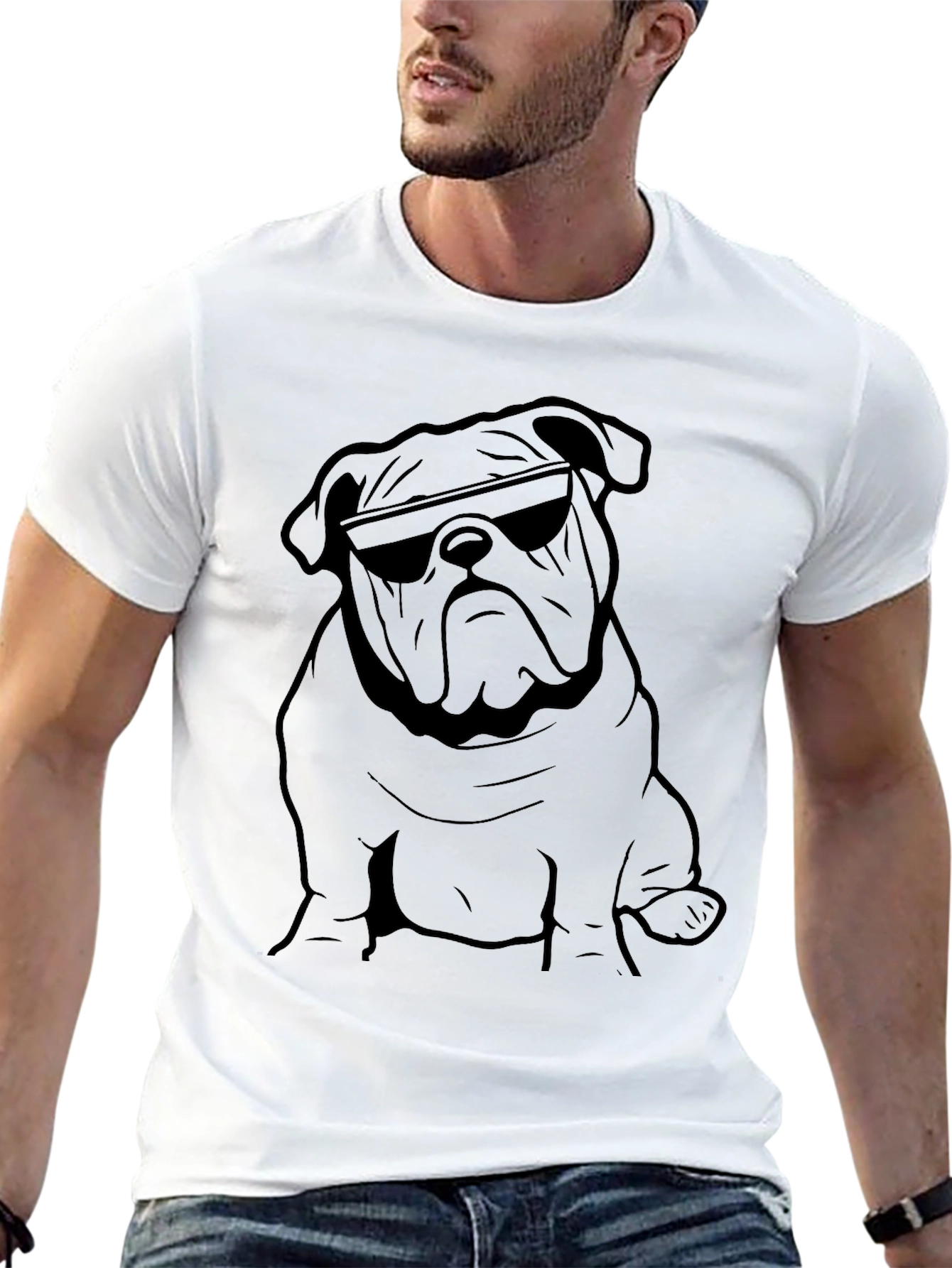 Cool Bulldog Graphic Tee - Black