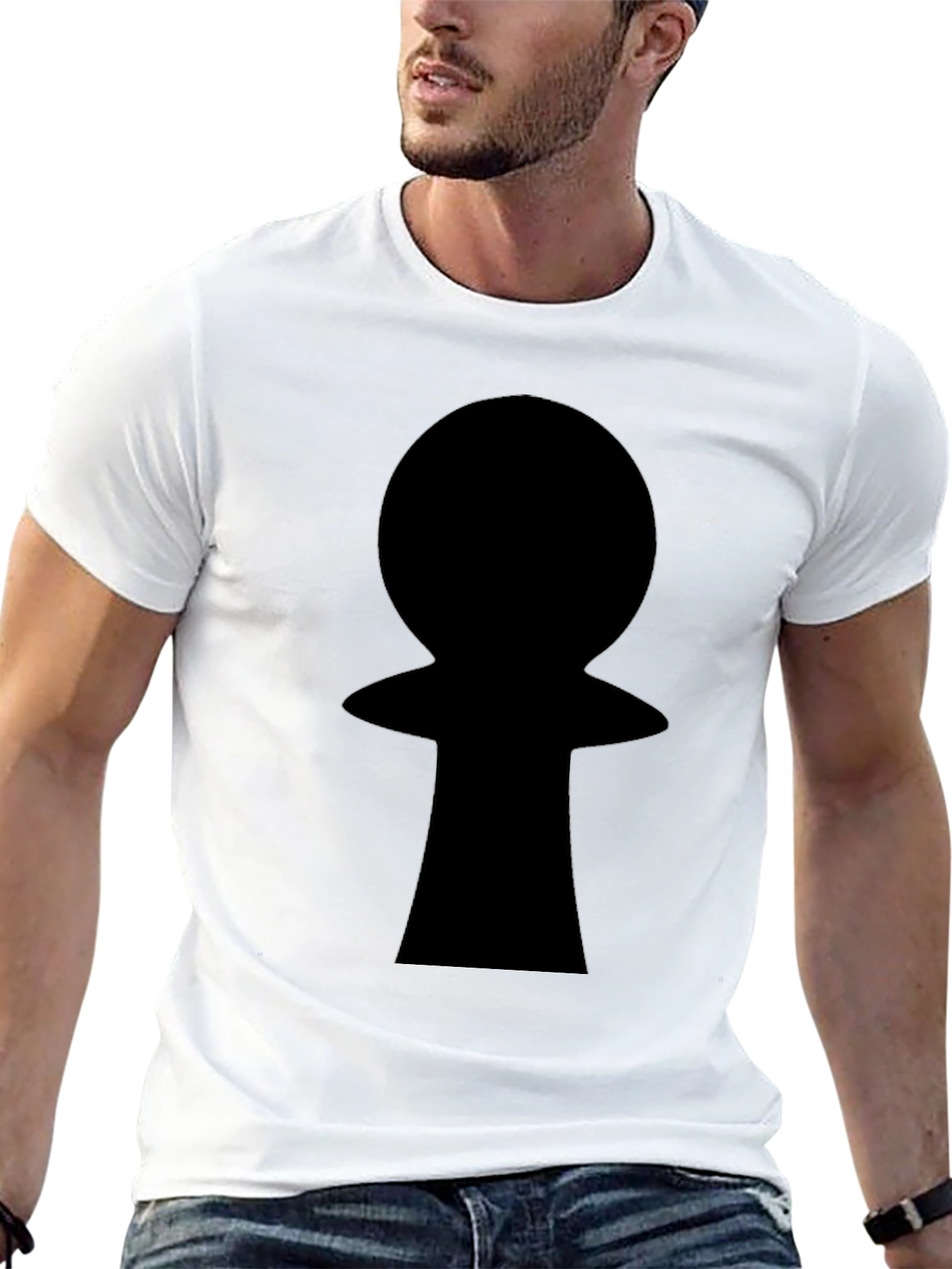 Black Keyhole Graphic T-Shirt - Mens Casual Tee
