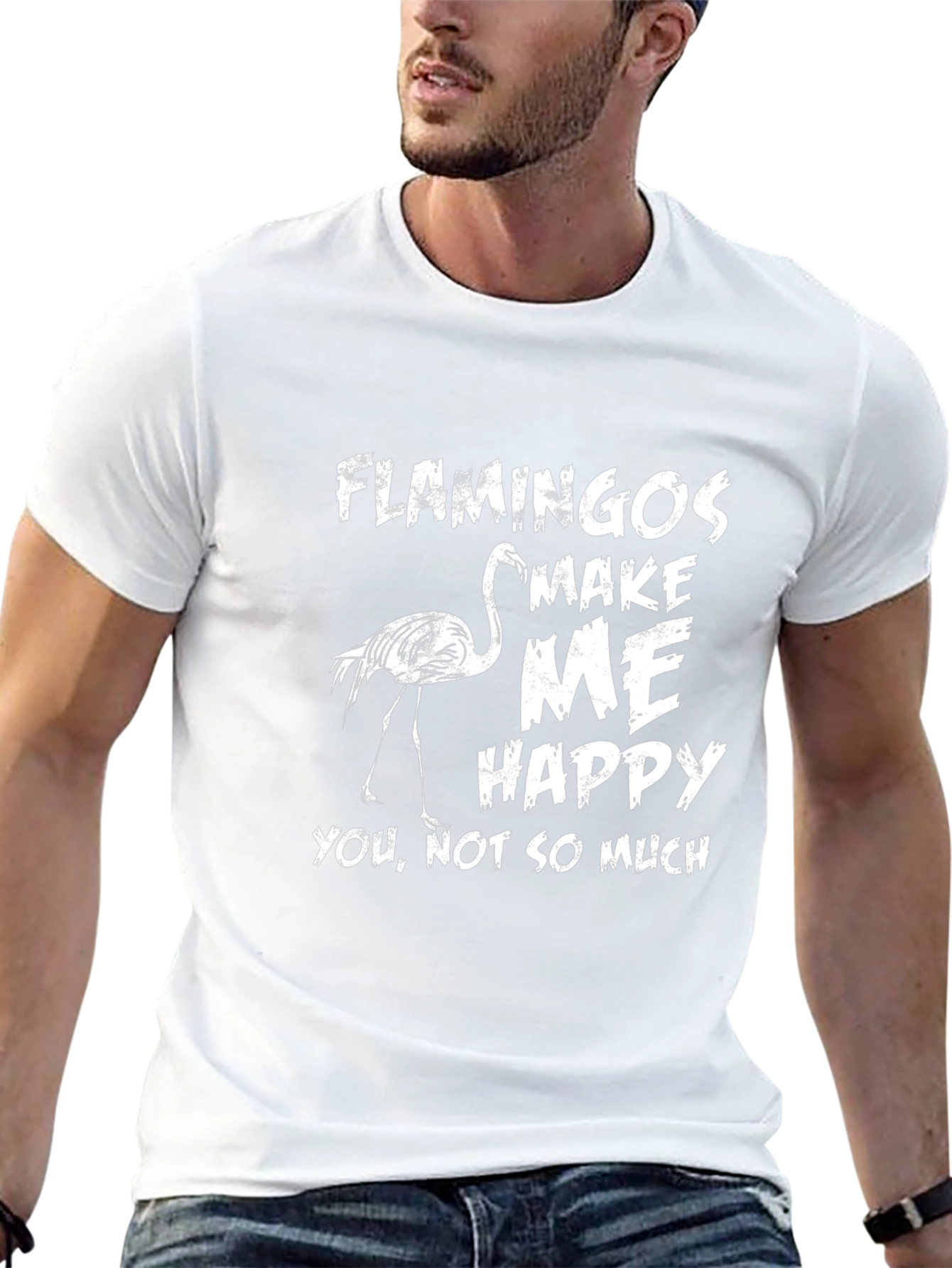 Funny Flamingo Graphic Tee - Make Me Happy