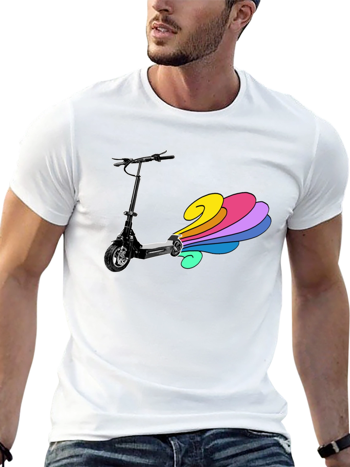 Electric Scooter Rainbow Tail Tee