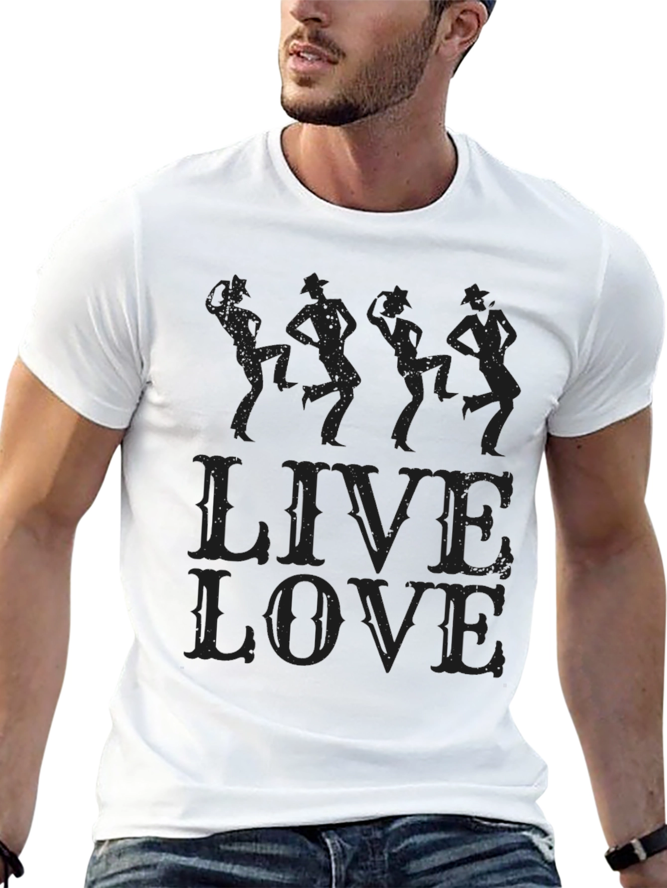 Mens Black Live Love Graphic T-Shirt