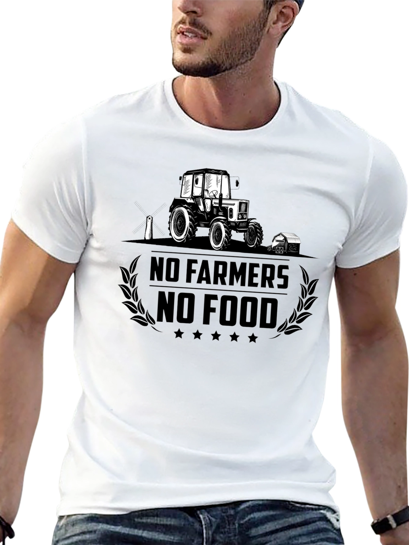 No Farmers No Food Black Graphic T-Shirt