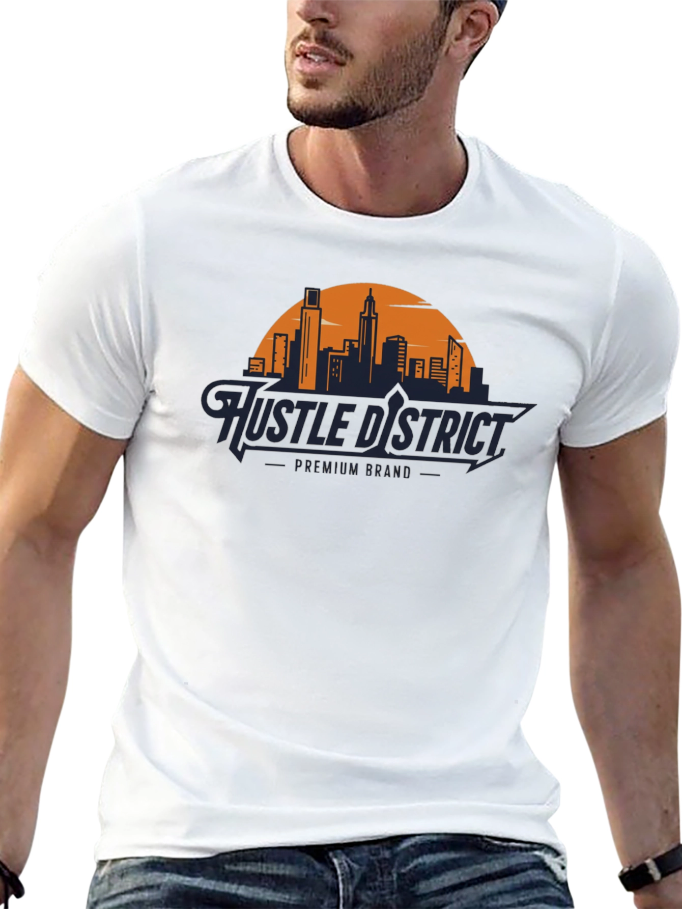 Hustle District Premium T-Shirt - Cityscape Design