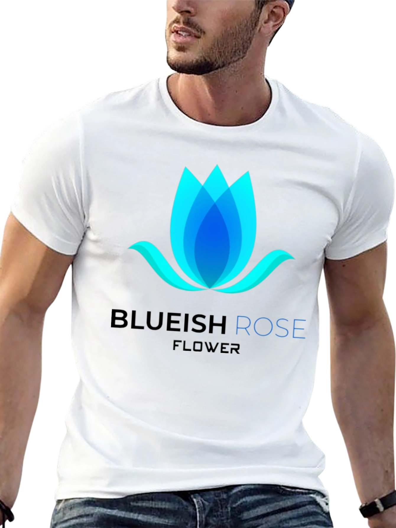 Blueish Rose Flower Graphic T-Shirt - Modern Design