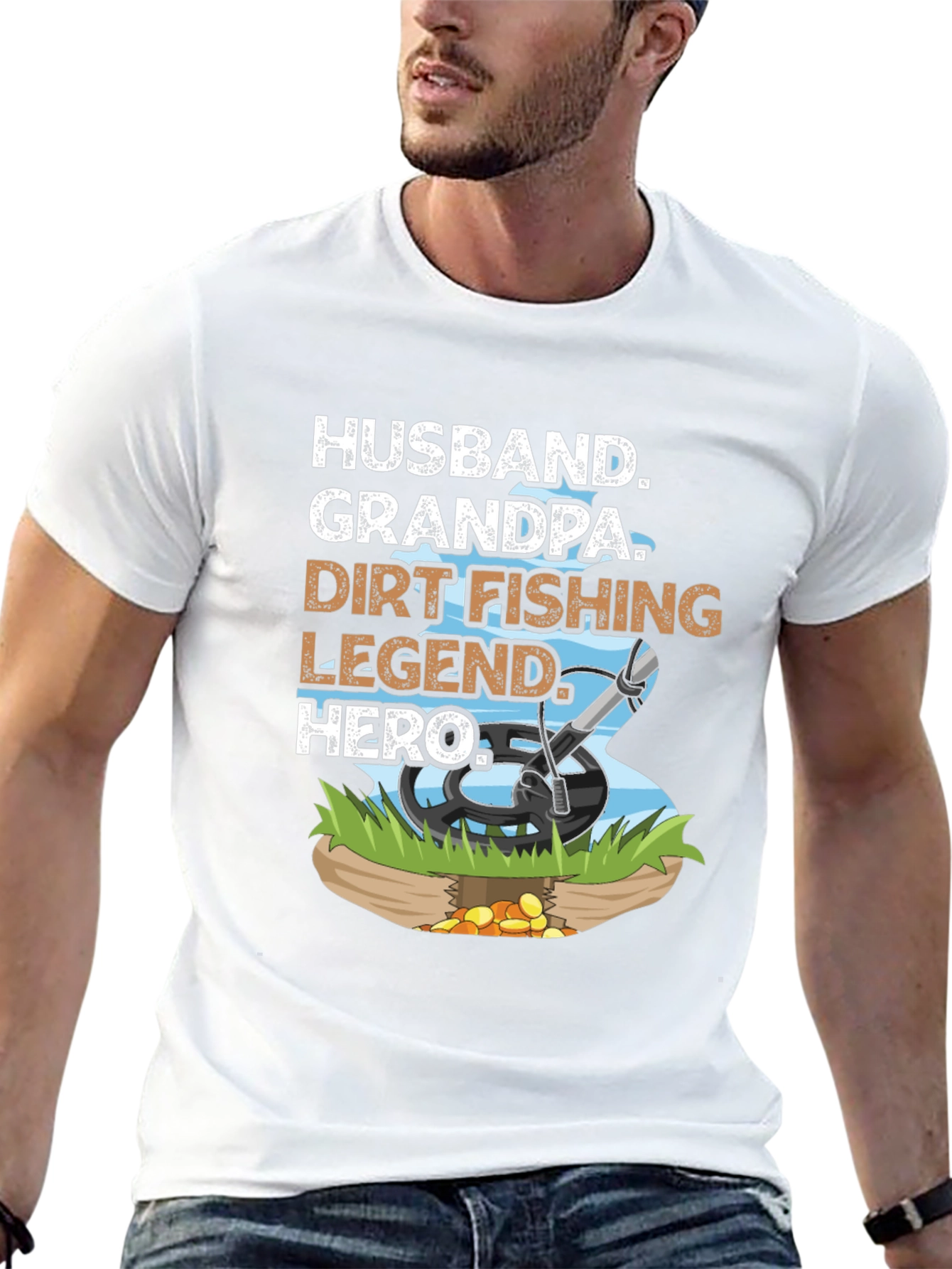 Husband Grandpa Dirt Fishing Legend Hero Tee