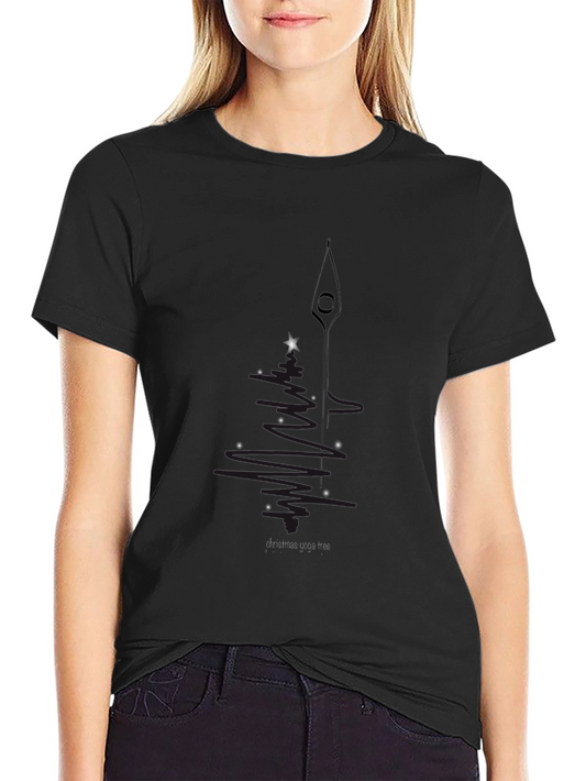 Minimalist Starry Line Art Black T-Shirt