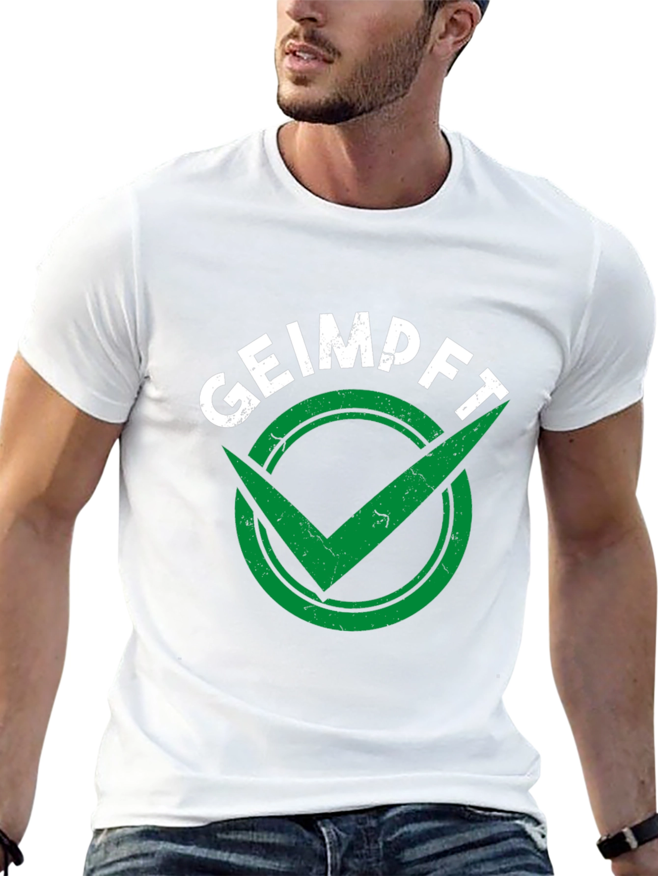 Geimpft Vaccinated Checkmark Black T-Shirt