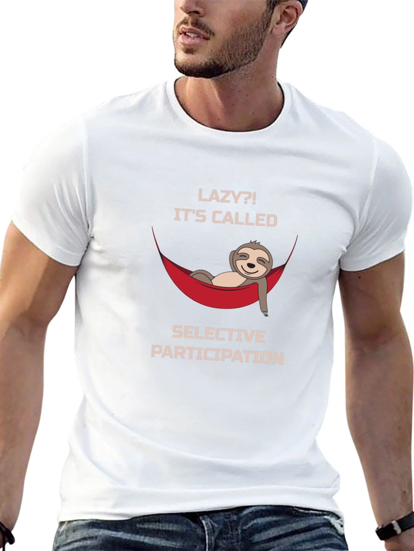 Lazy Sloth Graphic T-Shirt - Selective Participation Funny Tee