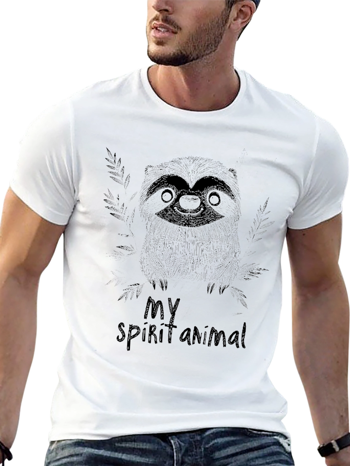 Sloth Spirit Animal Black T-Shirt