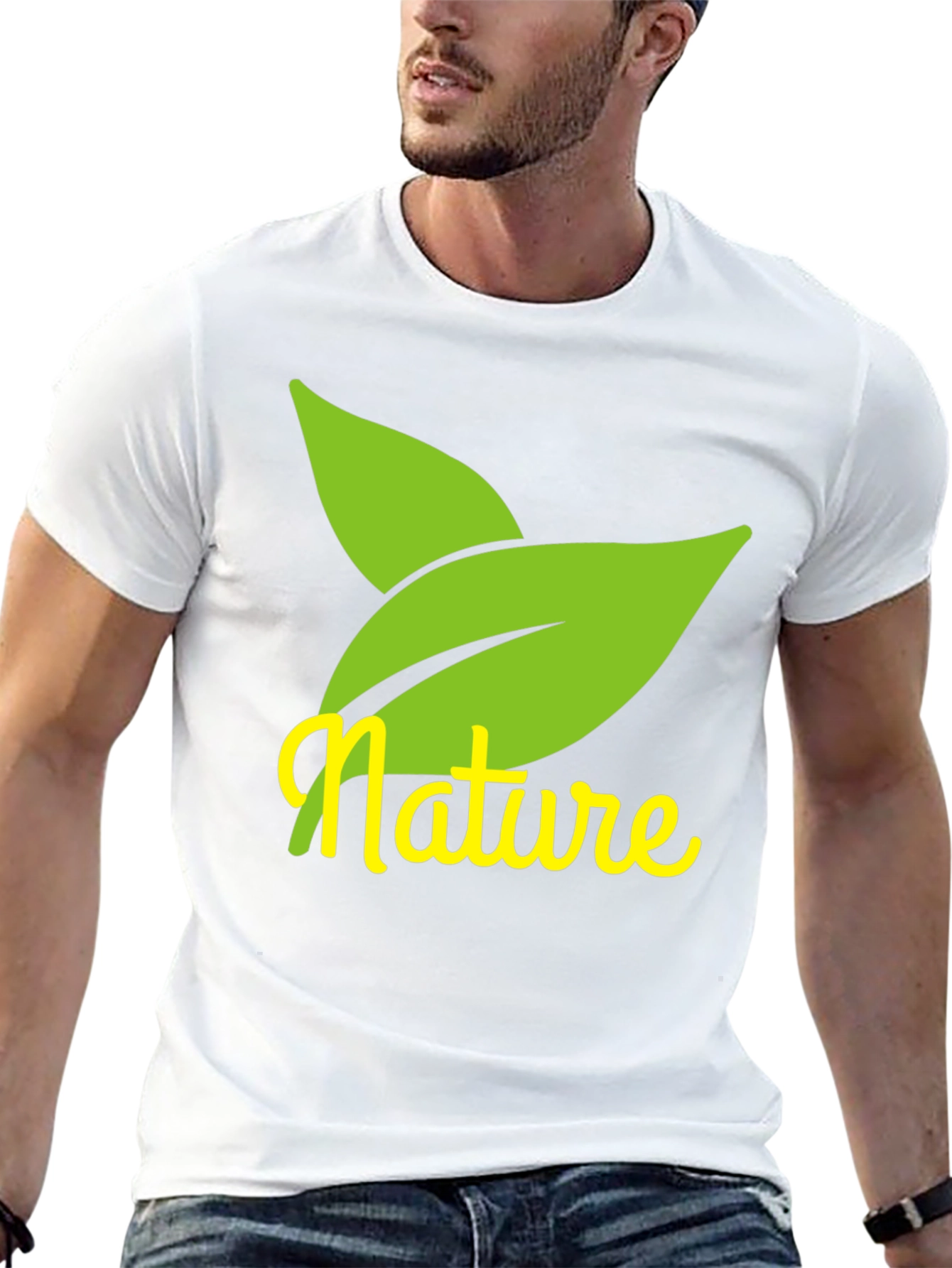 Nature Leaves Graphic Black T-Shirt