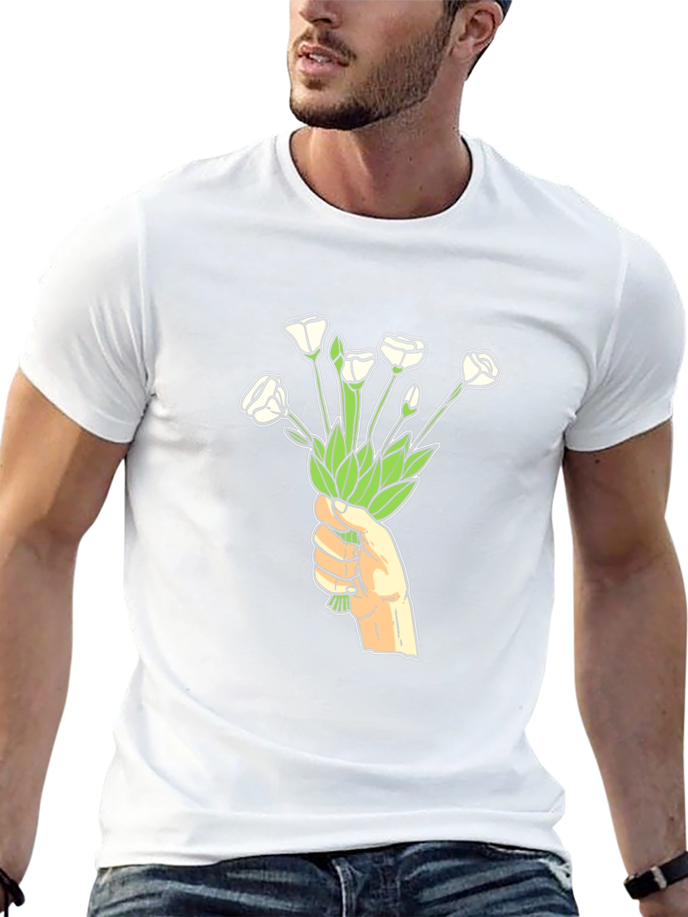 Floral Hand T-Shirt - Black