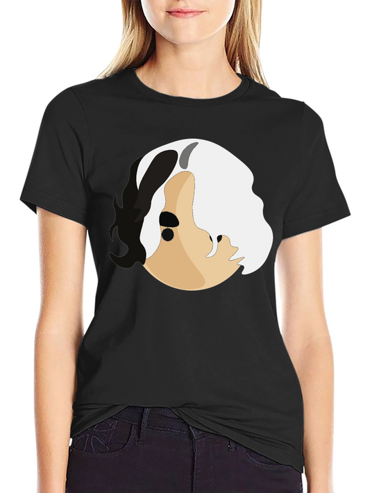 Abstract Face Graphic Print Black T-Shirt