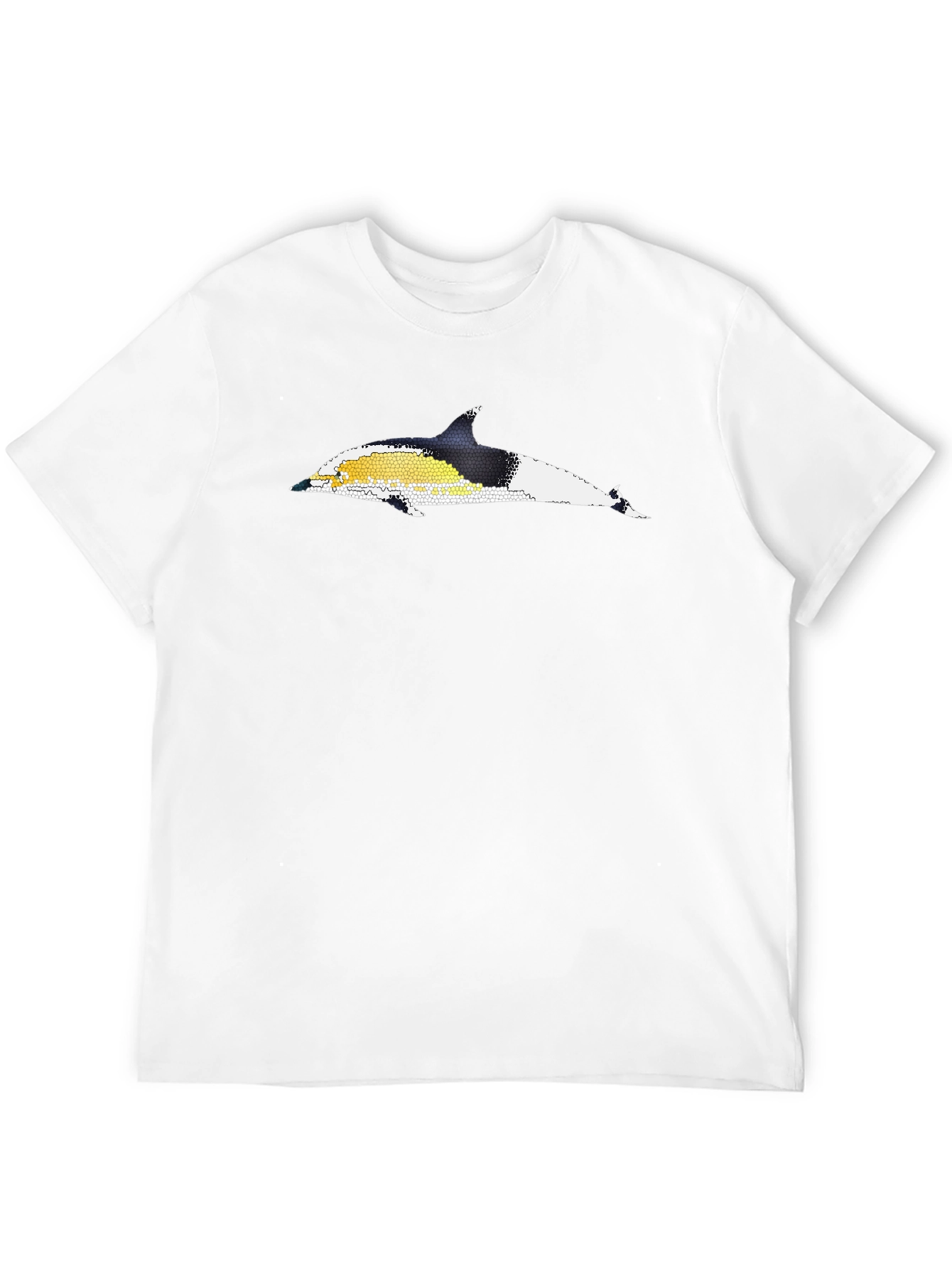 Dolphin Mosaic Graphic Tee - Black Cotton T-Shirt