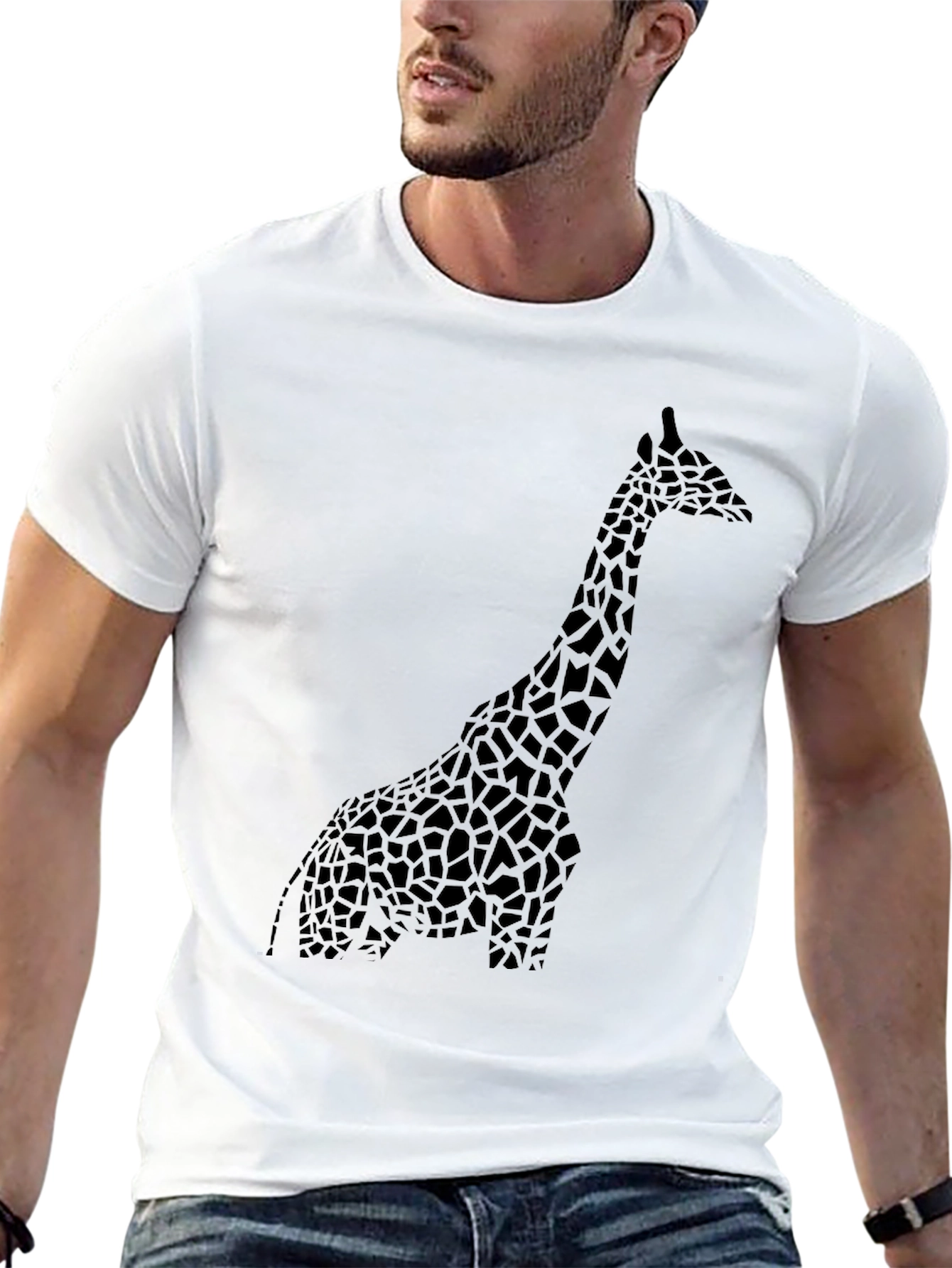 Giraffe Silhouette Black T-Shirt