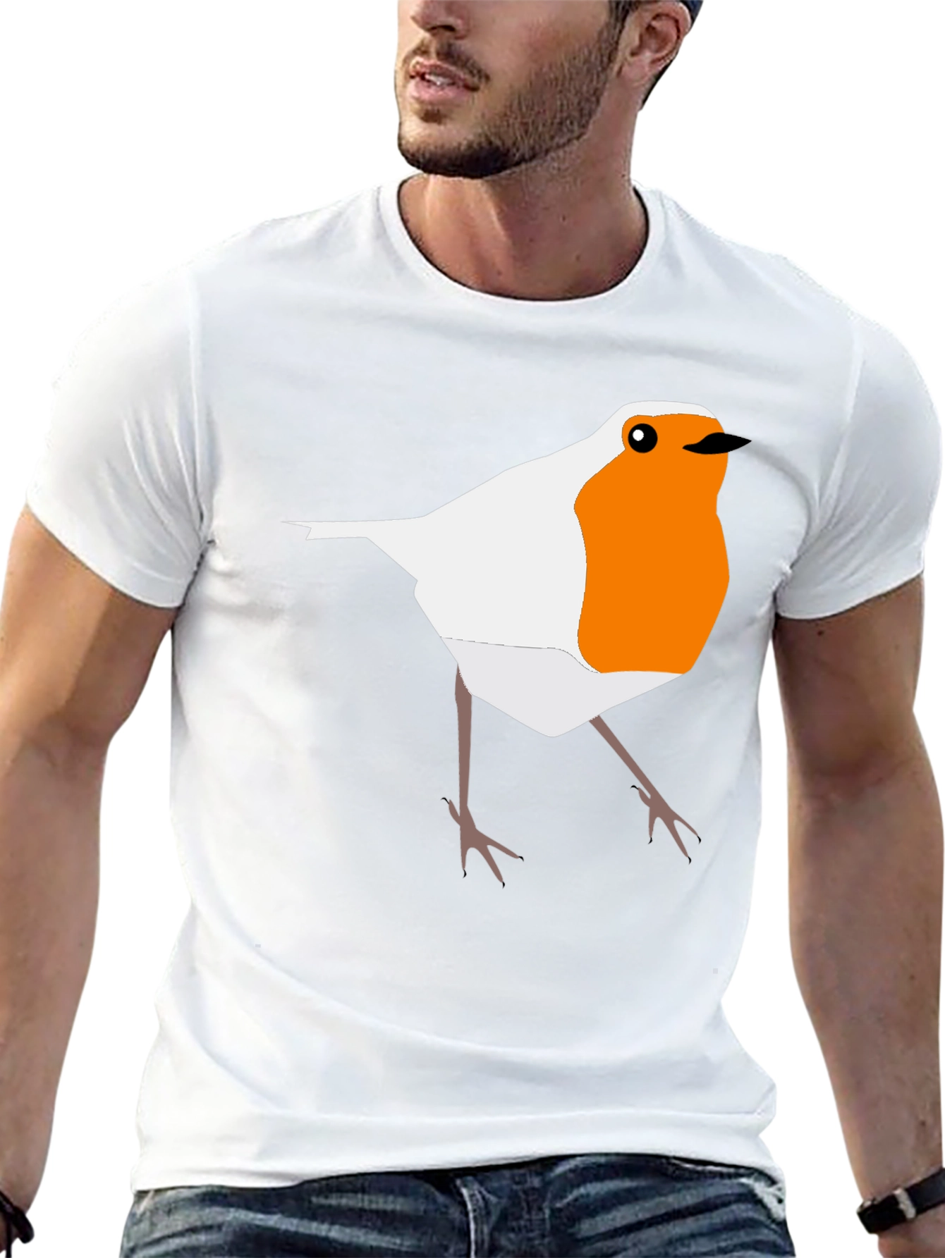 Robin Bird Graphic Print Black T-Shirt