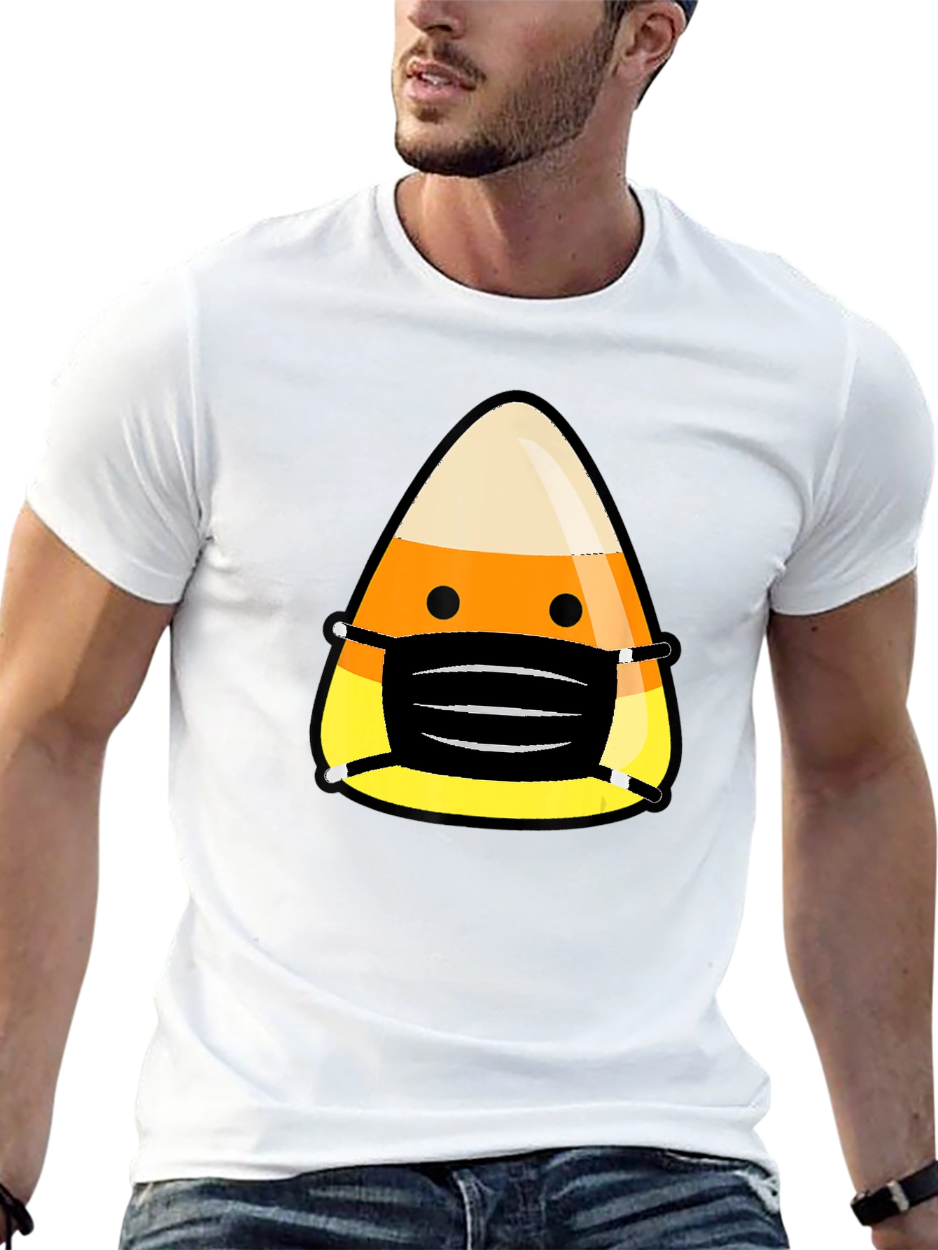 Candy Corn Mask Halloween T-Shirt