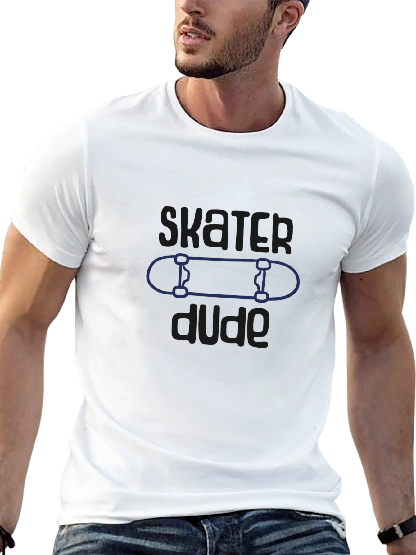 Skater Dude Graphic Tee - Black Cotton T-Shirt