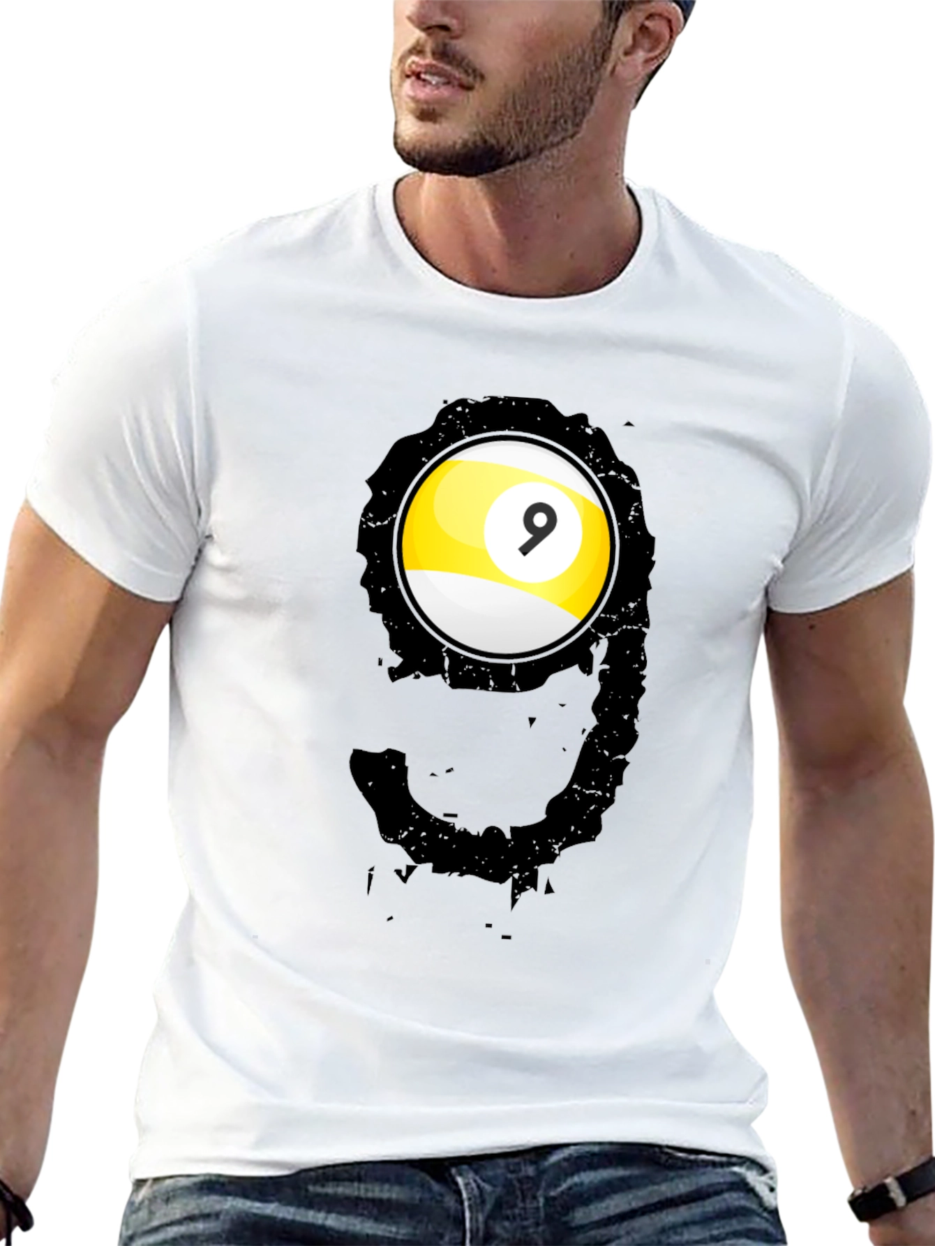 Cool Nine Ball Graphic Tee - Billiards Player T-Shirt