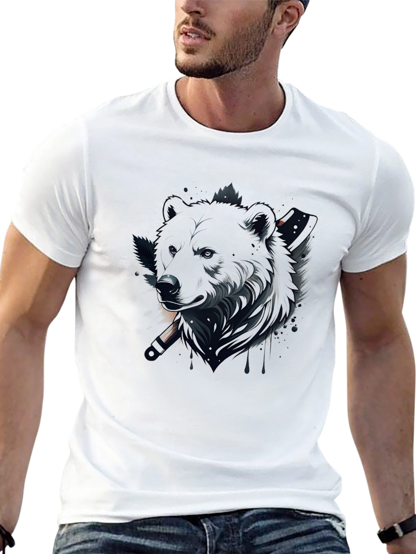 Black Bear Graphic Print Mens T-Shirt